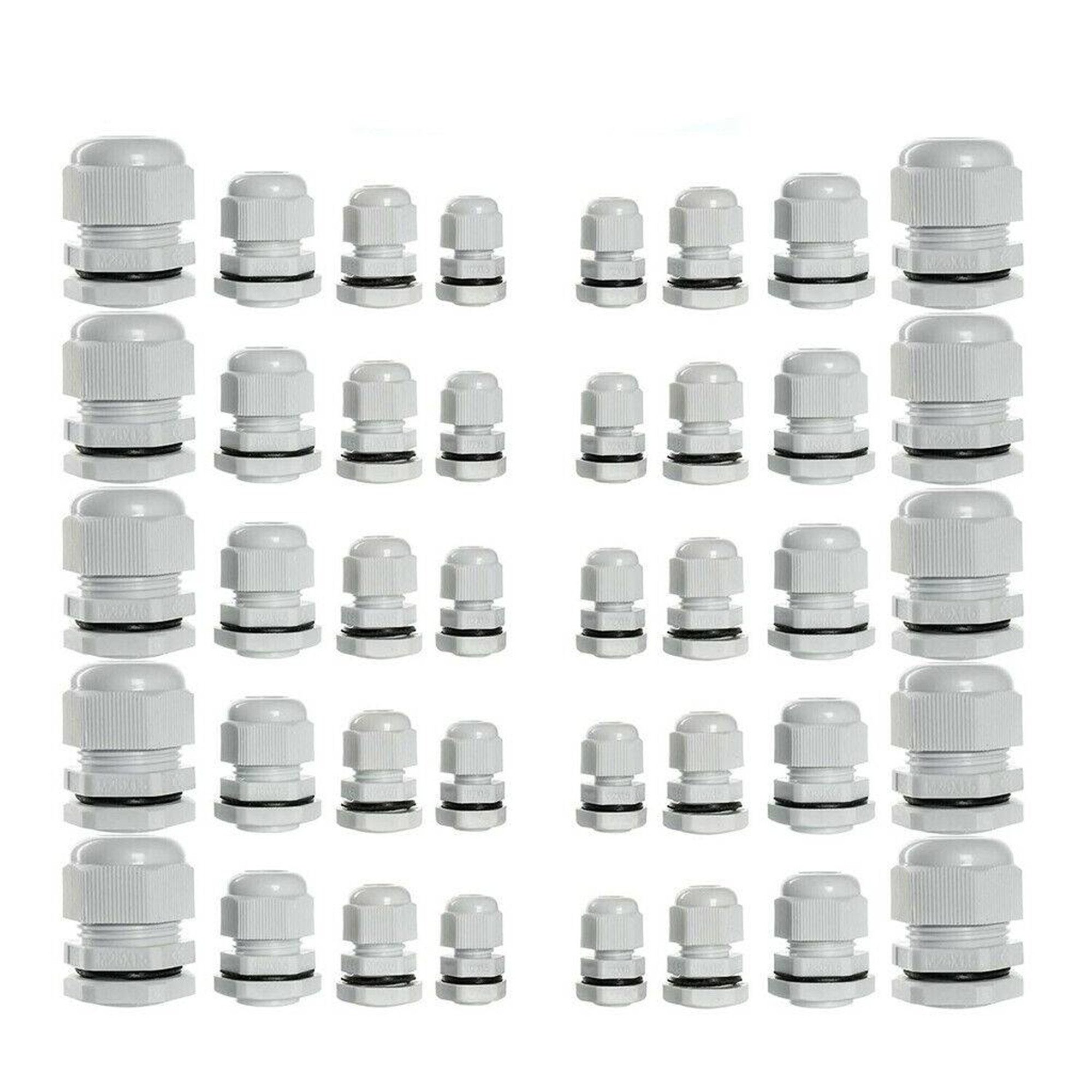 MC Star Kabelverbinder-Меню 40TLG Kabelverschraubung Satz Set M12 M16 M20 M25 IP67, Weiss Kabel Wasserdich, 40-tlg.