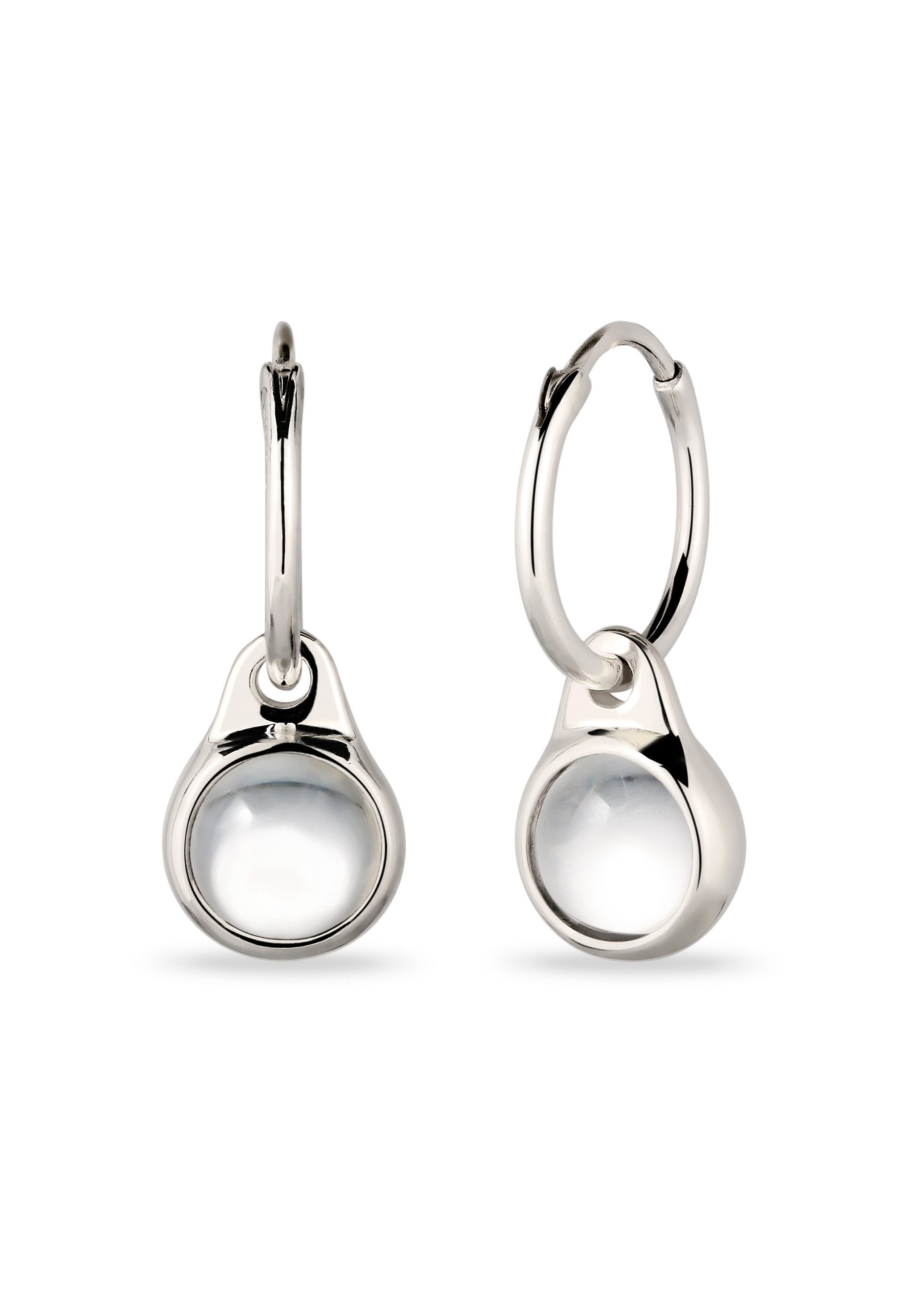 Elli Paar Creolen Creole Rock Crystal Transparent 925 Sterling Silber