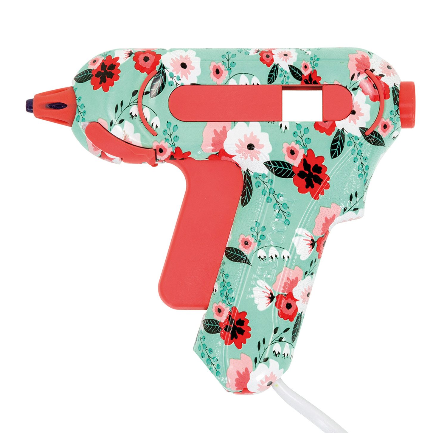 WESTCOTT Heißklebepistole Mini Floral, DIY Горячий клей inkl. 2 x Heißklebesticks, 1,4m Kabel, Non-Stick Düse mit Farbindikator