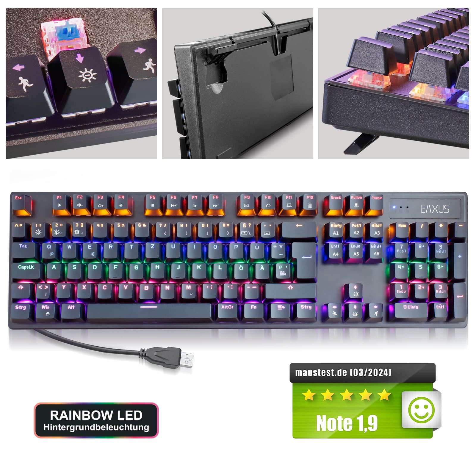 EAXUS Mechanische USB Tastatur Mychanics 94420 - Gaming & Office Gaming-Tastatur