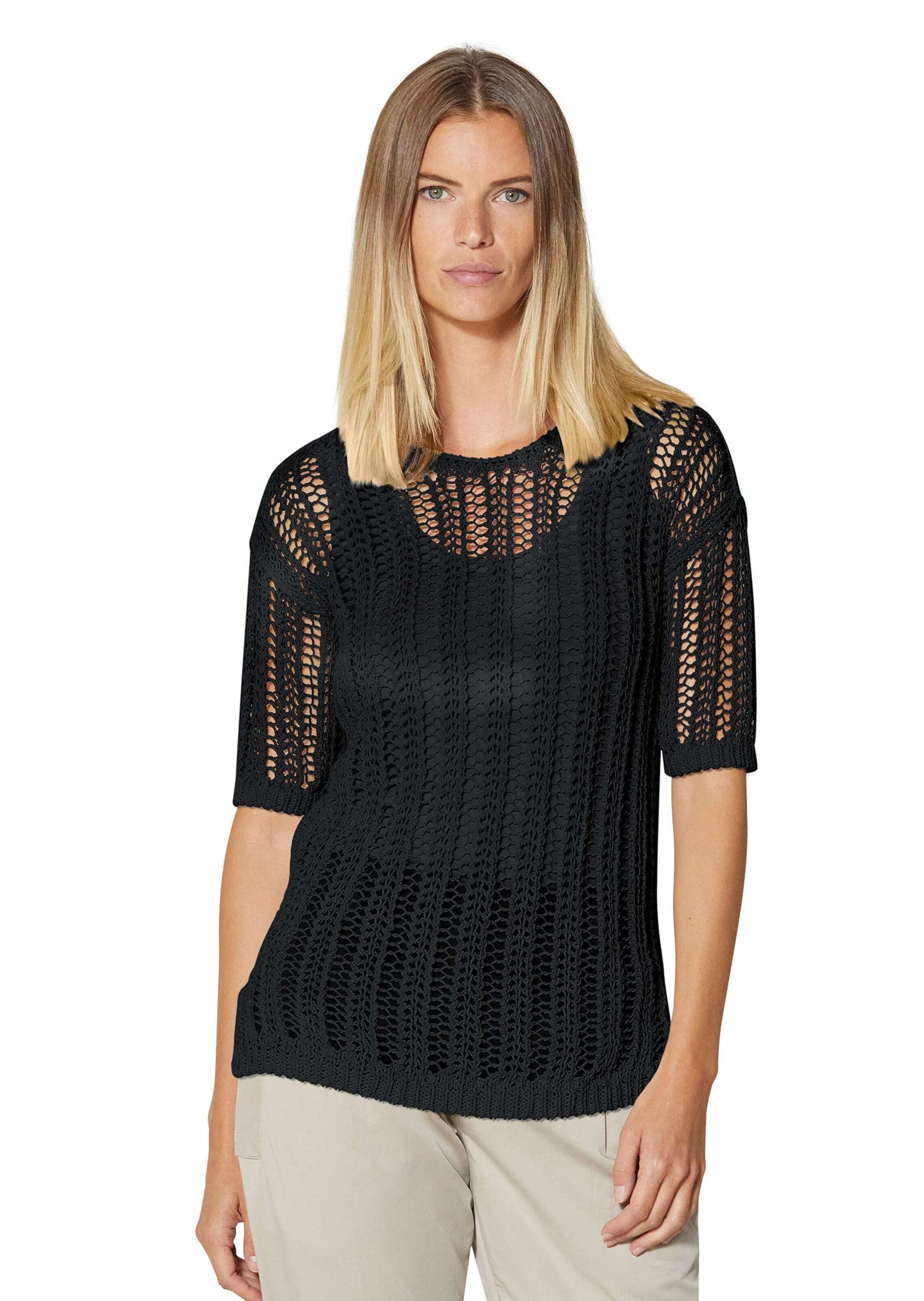 Strickpullover Ajourpullover aus edlem italienischem Bändchengarn