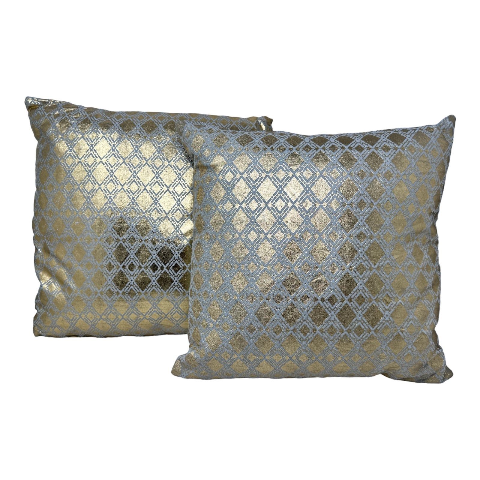 Jet-Line Dekokissen 2-er Deko Zier Kissen Set Raute Gold 40x40 cm Sofa