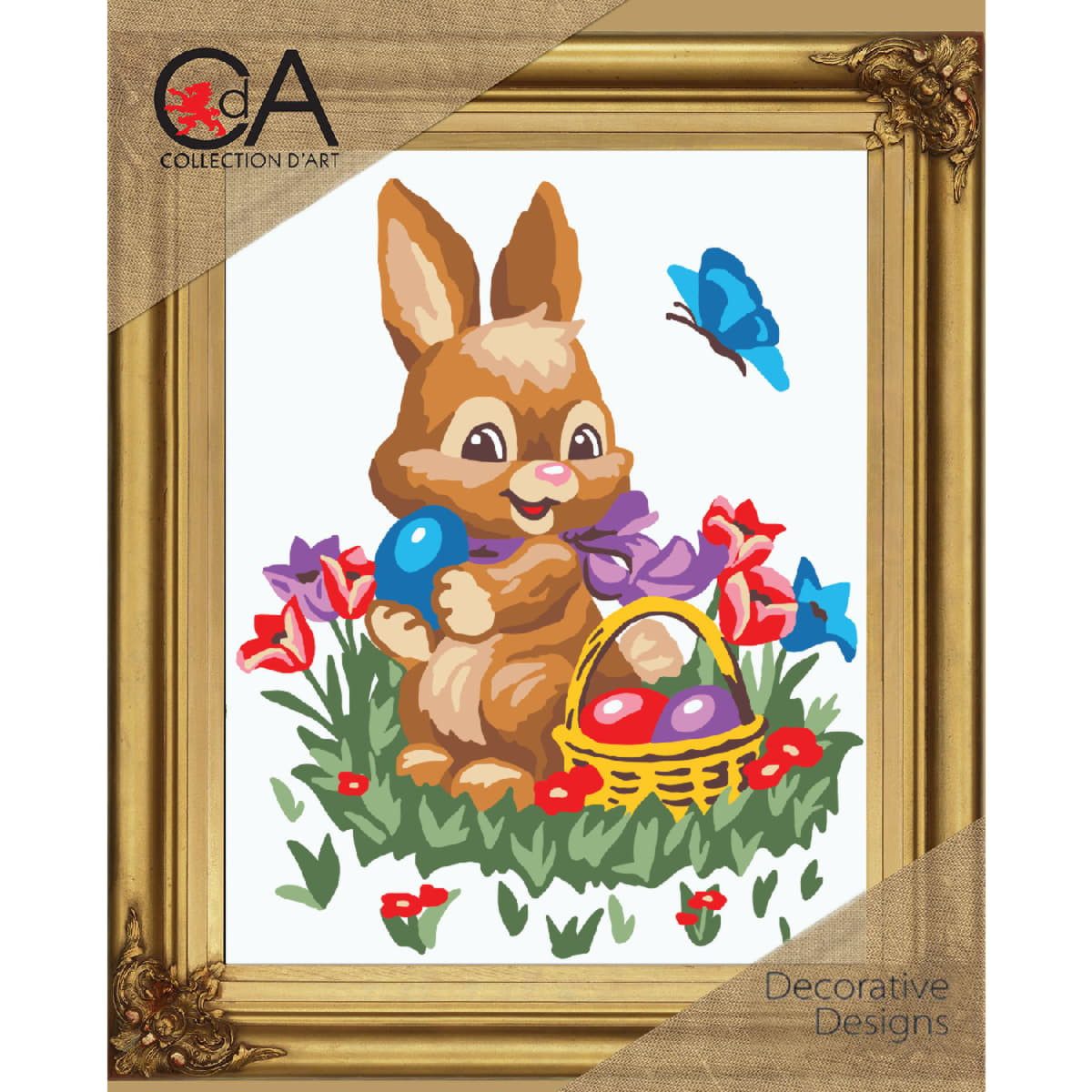 Collection D'art Kreativset CDA Halbkreuz Stickpackung "Osterhase", bedruckt, 22x30cm..., (embroidery kit by Marussia)