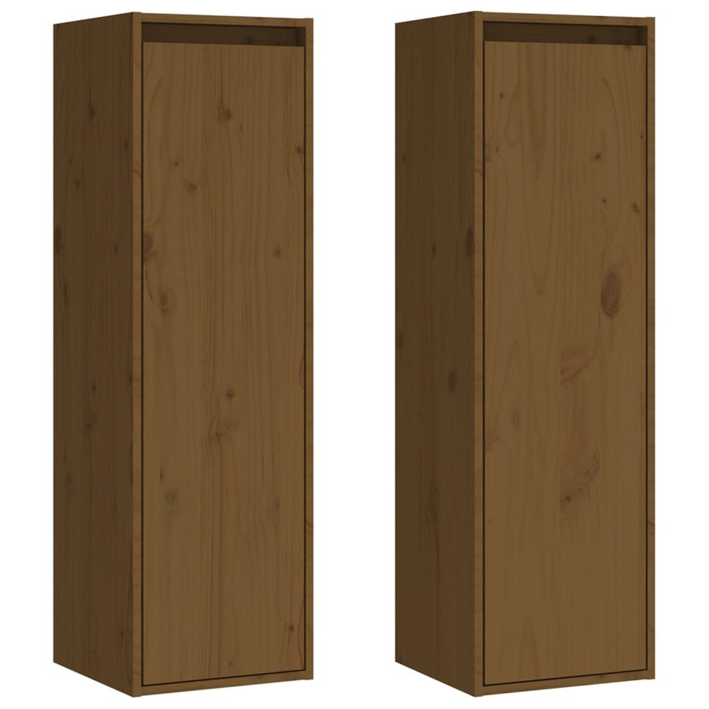 vidaXL Hängeschrank Hängeschrank Wandschränke 2 Stk Honigbraun 30x30x100 cm Massivholz Kie