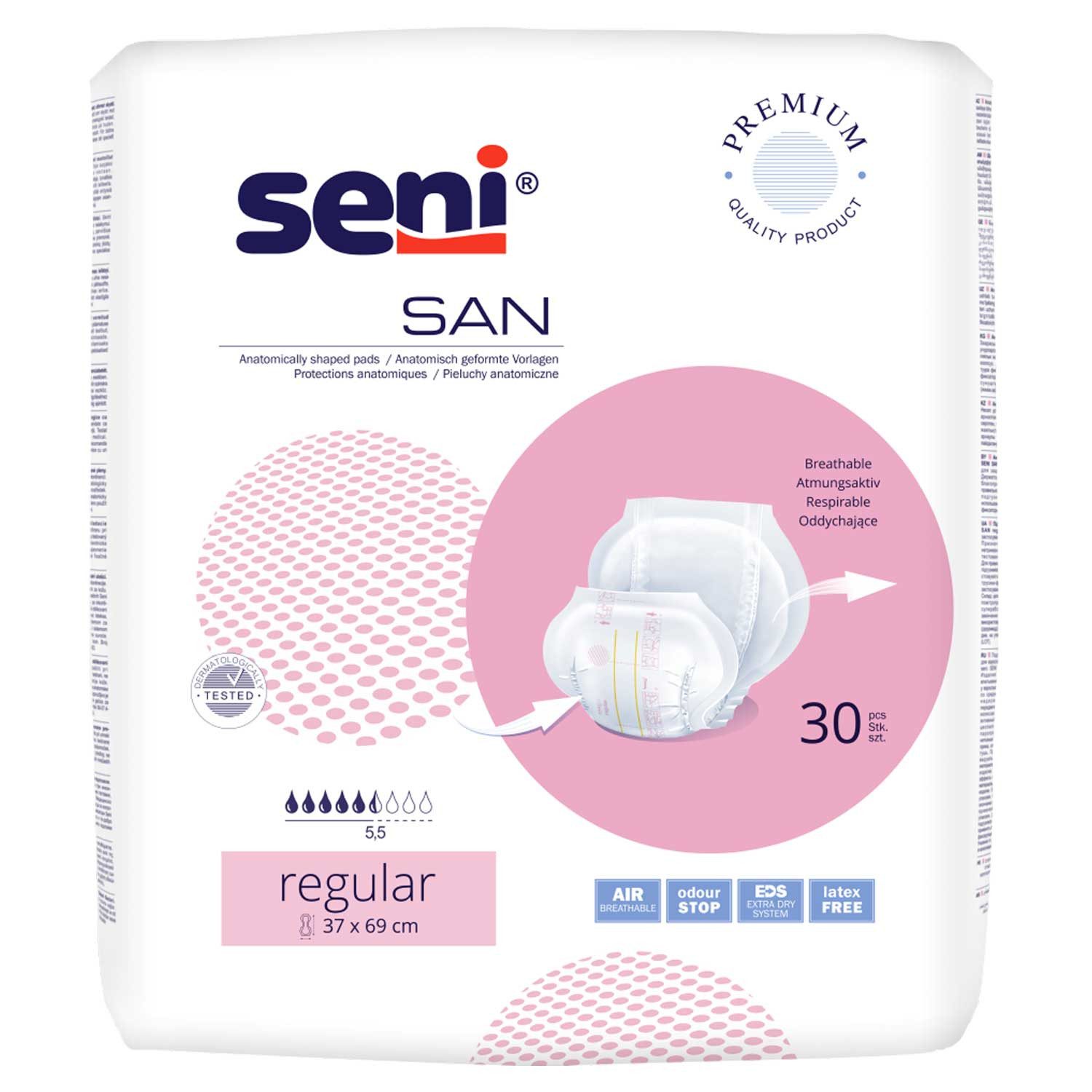 seni Inkontinenz-Einlage Seni San Regular Inkontinenzvorlagen 3 x 30 Stück