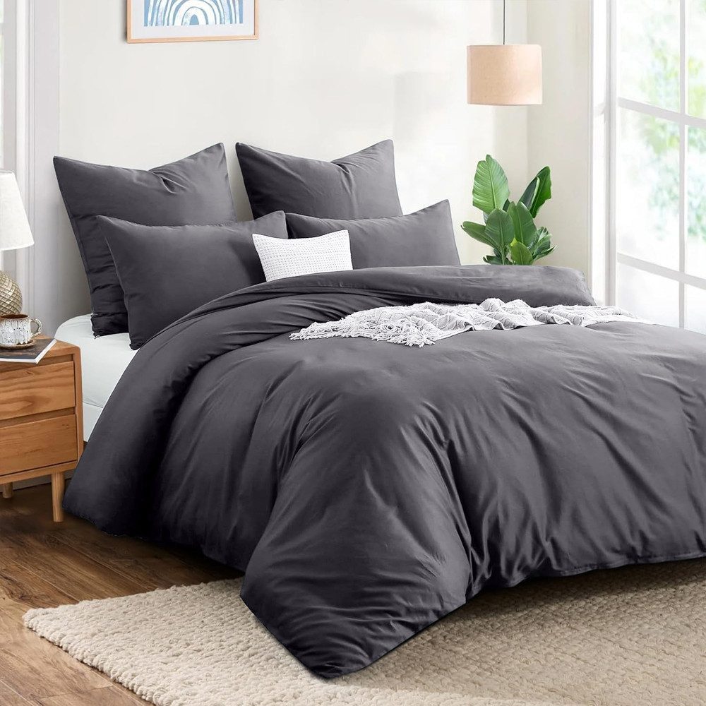 Elegear Bettwäsche Bettwäsche 135×200/155x220/200x200cm Mikrofaser Bettwäsche-Set, Mikrofaser aus Polyester, 3 teilig, Bettbezug+Kopfkissenbezug*2, atmungsaktiv, weich für alle Jahreszeiten