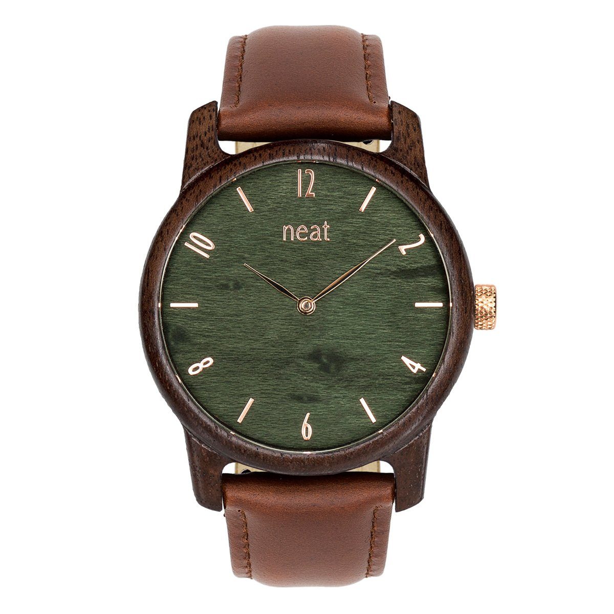 neat Quarzuhr Premium Holzuhr aus Naturholz – Slim Ø 43mm – Herrenuhr, (Quarz-Holzarmbanduhr, aus echtem Holz), Handgefertigt in EU N092