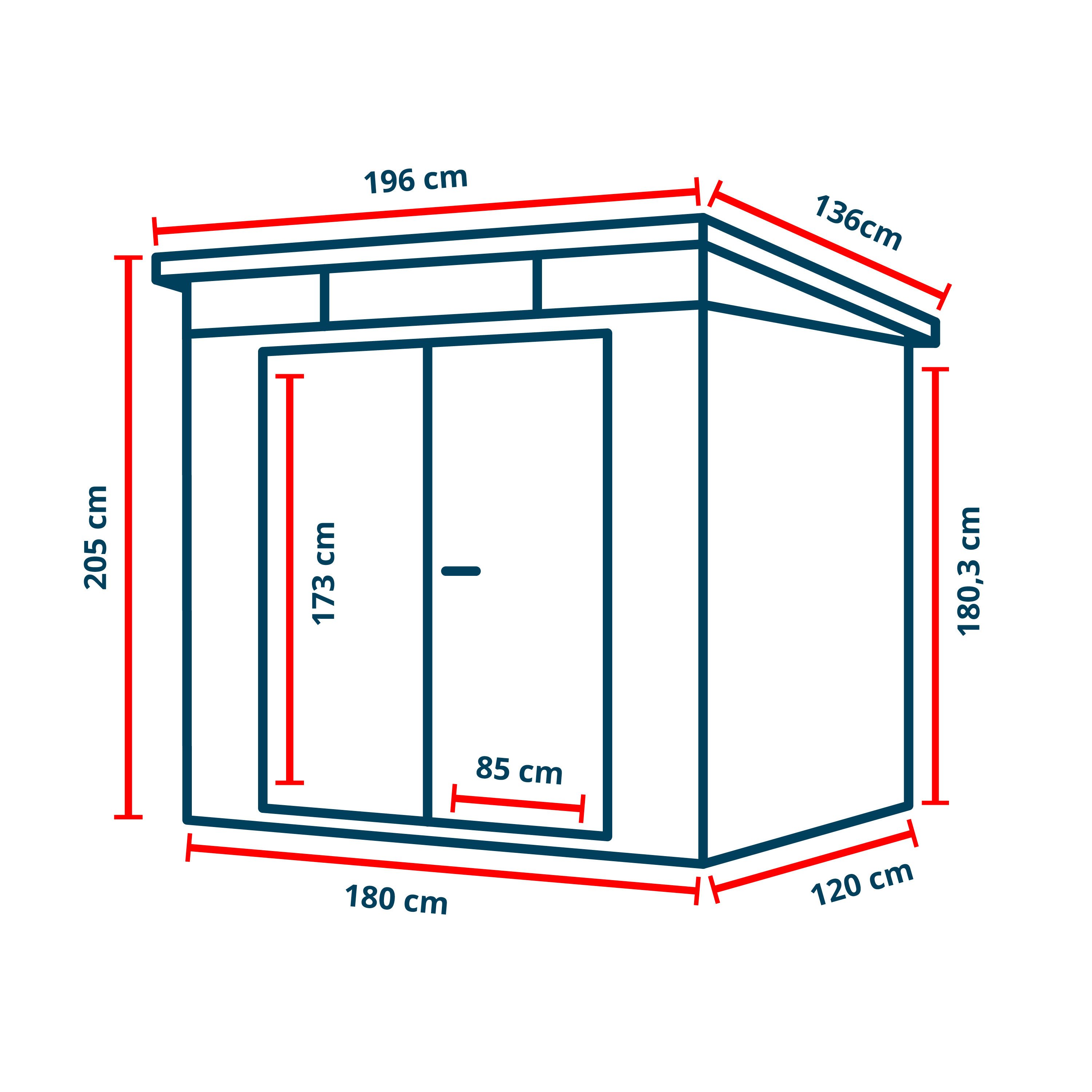 GFP Gerätehaus Gartenhaus Geräteschuppen Lena mit Pultdach, BxT: 180x120 cm günstig online kaufen