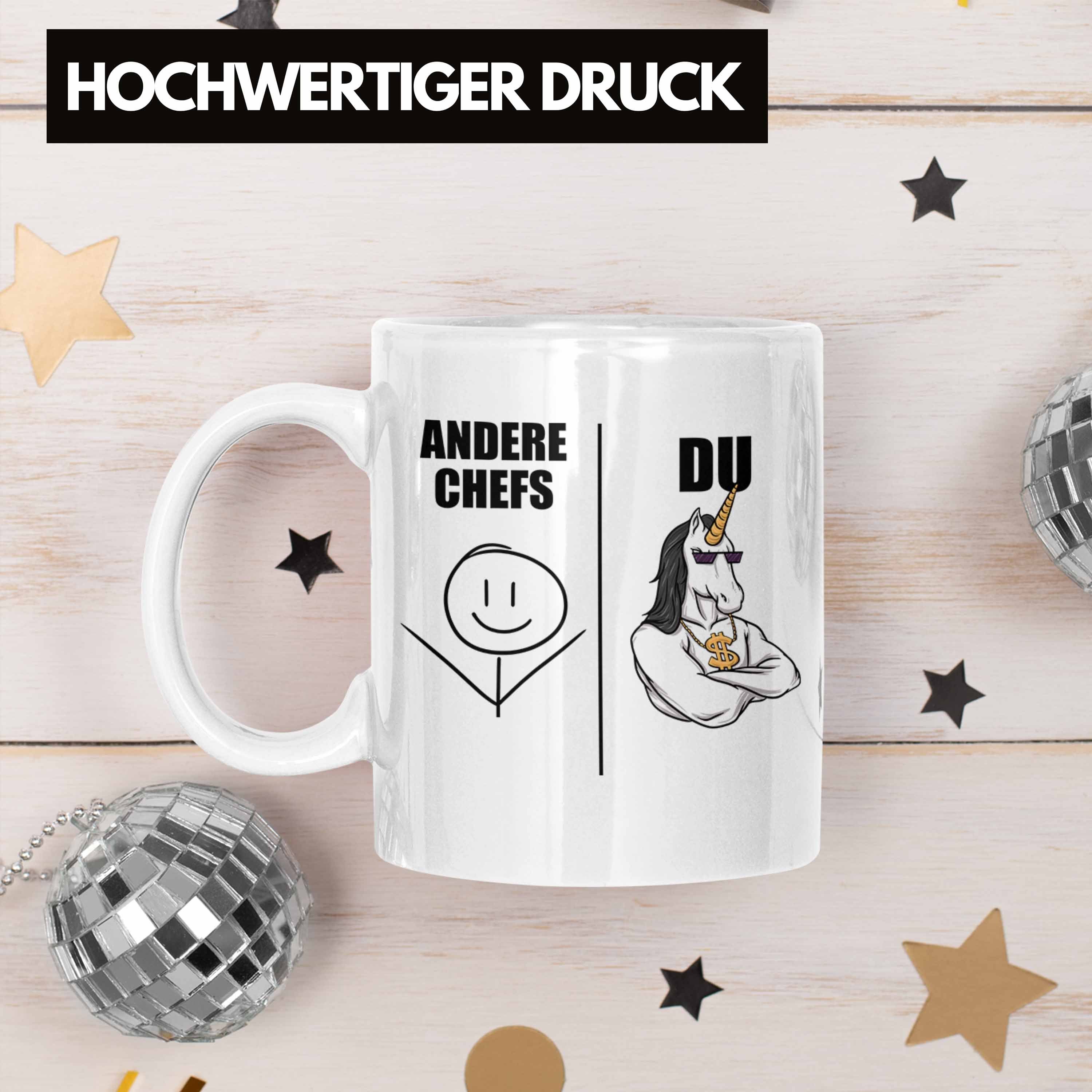 Trendation Spruch Lustig - Kaffeebecher Tasse Tasse für Chef mit Bester Geschenke Weiss Chef Trendation Weihnachtsgeschenk