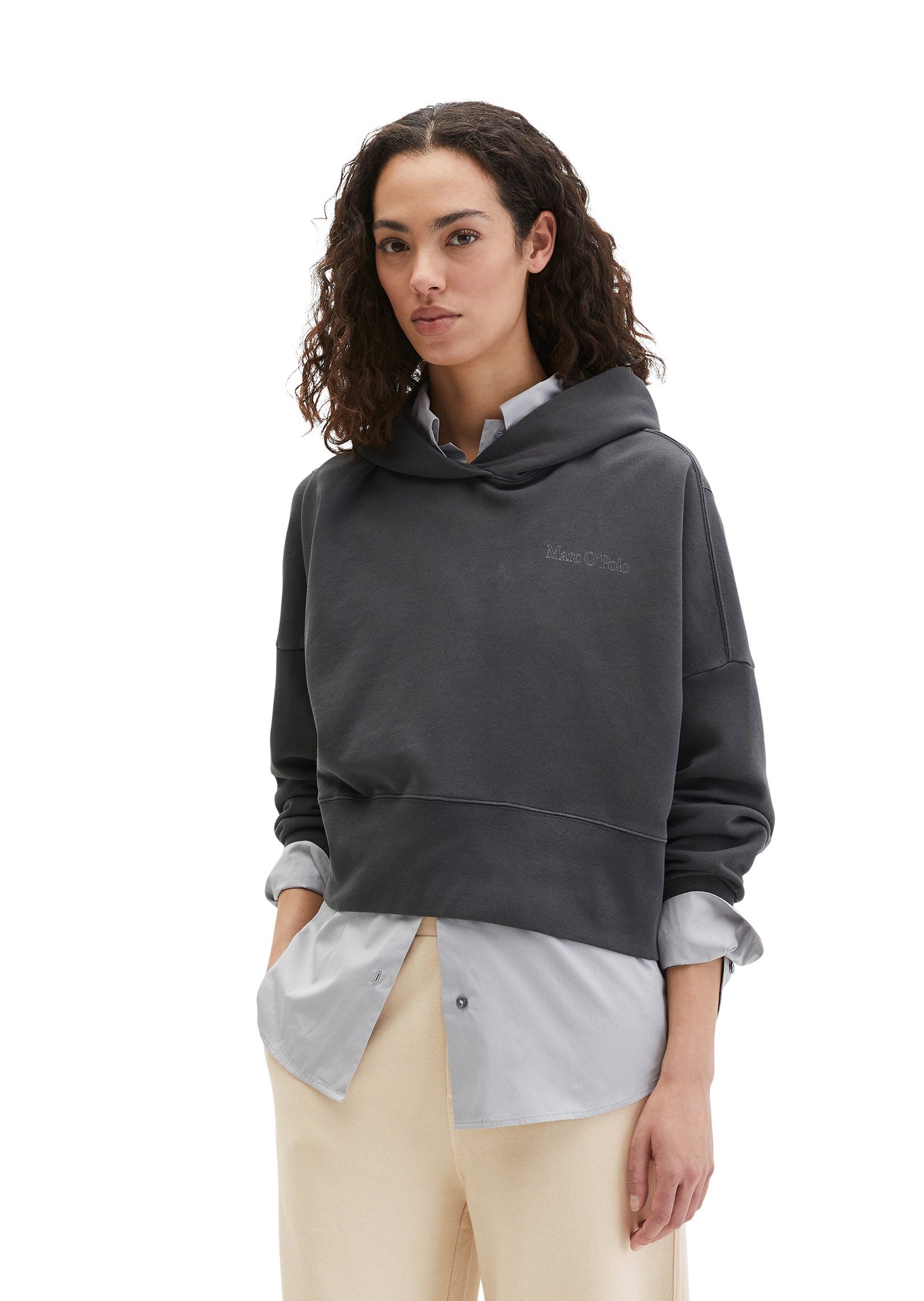 Marc O'Polo Hoodie relaxed fit mit recycelter Baumwolle, leicht verkürzter günstig online kaufen
