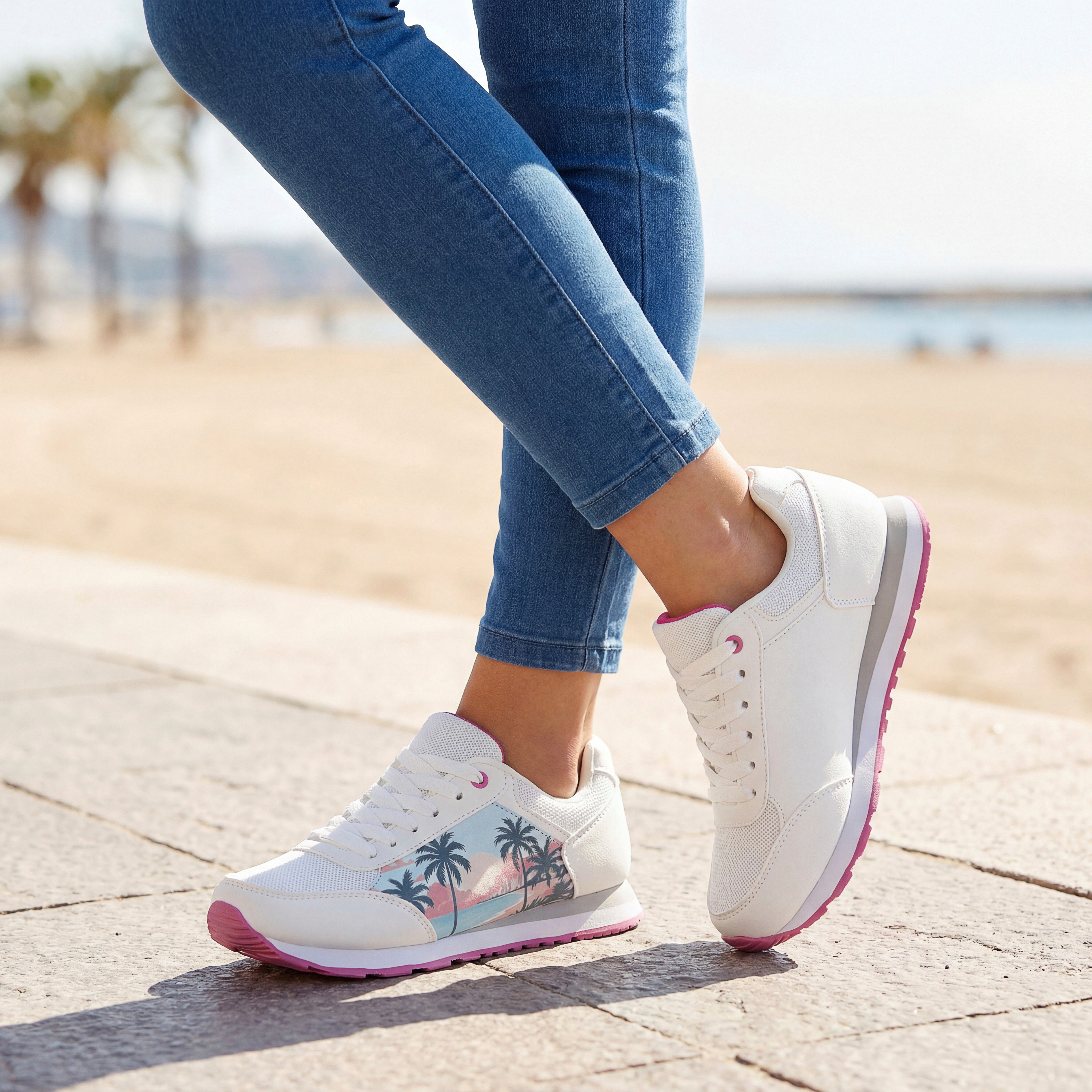 LASCANA Freizeitschuh, Schnürhalbschuh, Sneaker NEU mit raffiniertem Städte-Druck und herausnehmbarer Innensohle