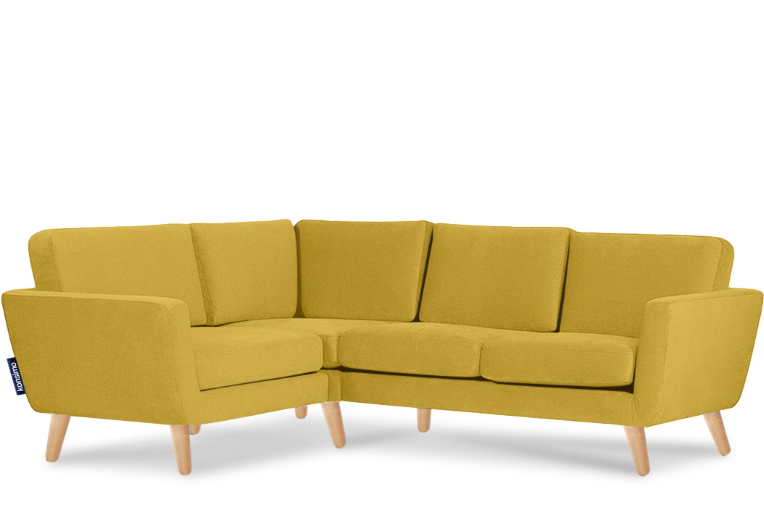 KONSIMO® Ecksofa TAGIO Linke Eckcouch, Scandi-Stil, mit Armlehnen, Made in Europe, Gestell aus Massivholz