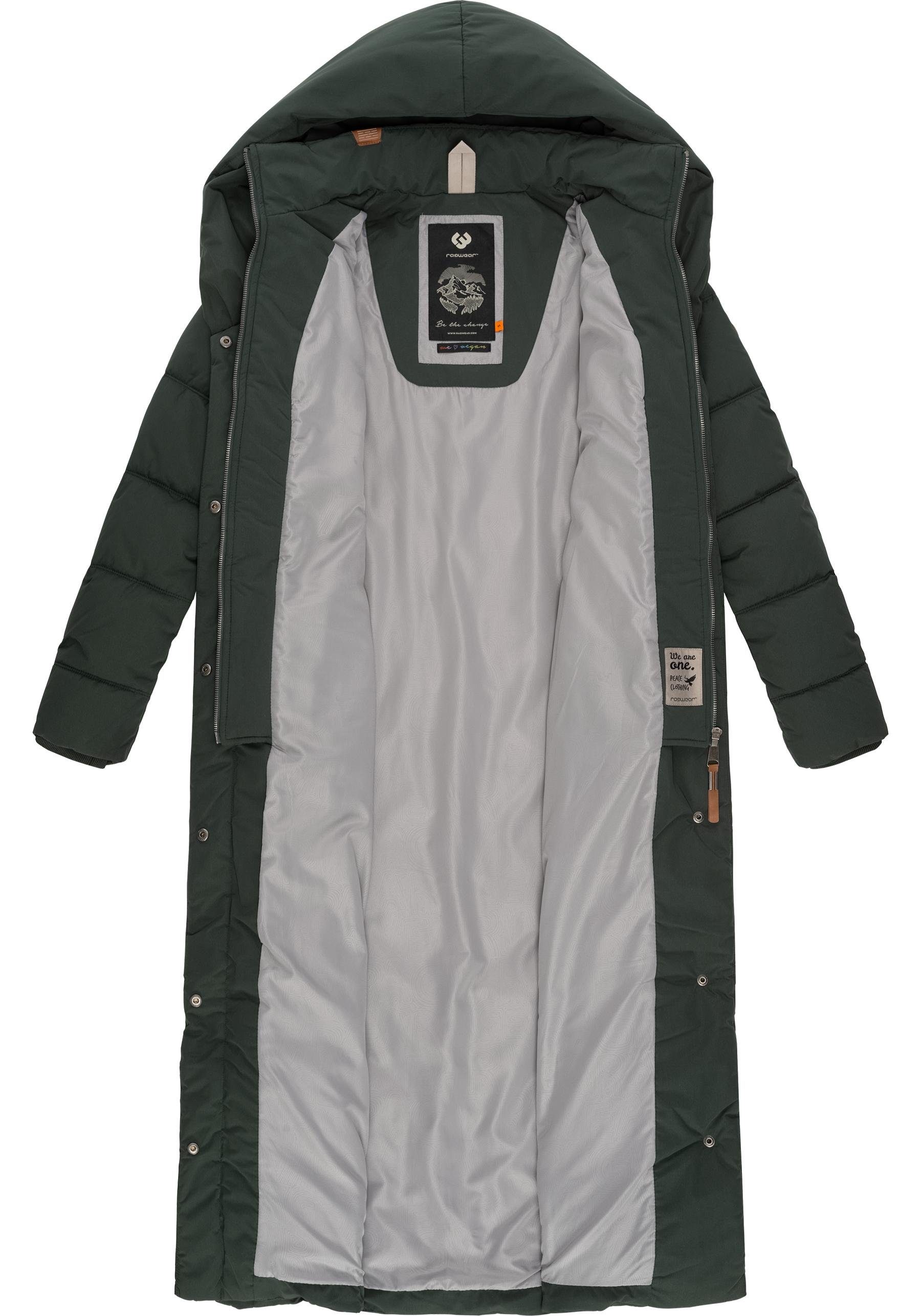 Ragwear Steppmantel Natalka Extralong Gesteppter Damen Mantel mit Kapuze