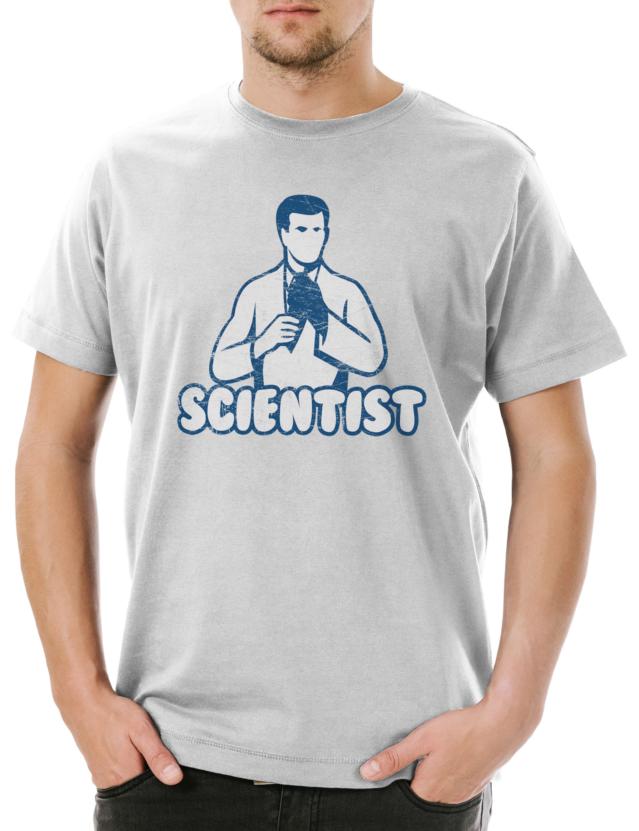 Print-Shirt Urban Backwoods Scientist II Herren T-Shirt Hellgrau Größe S