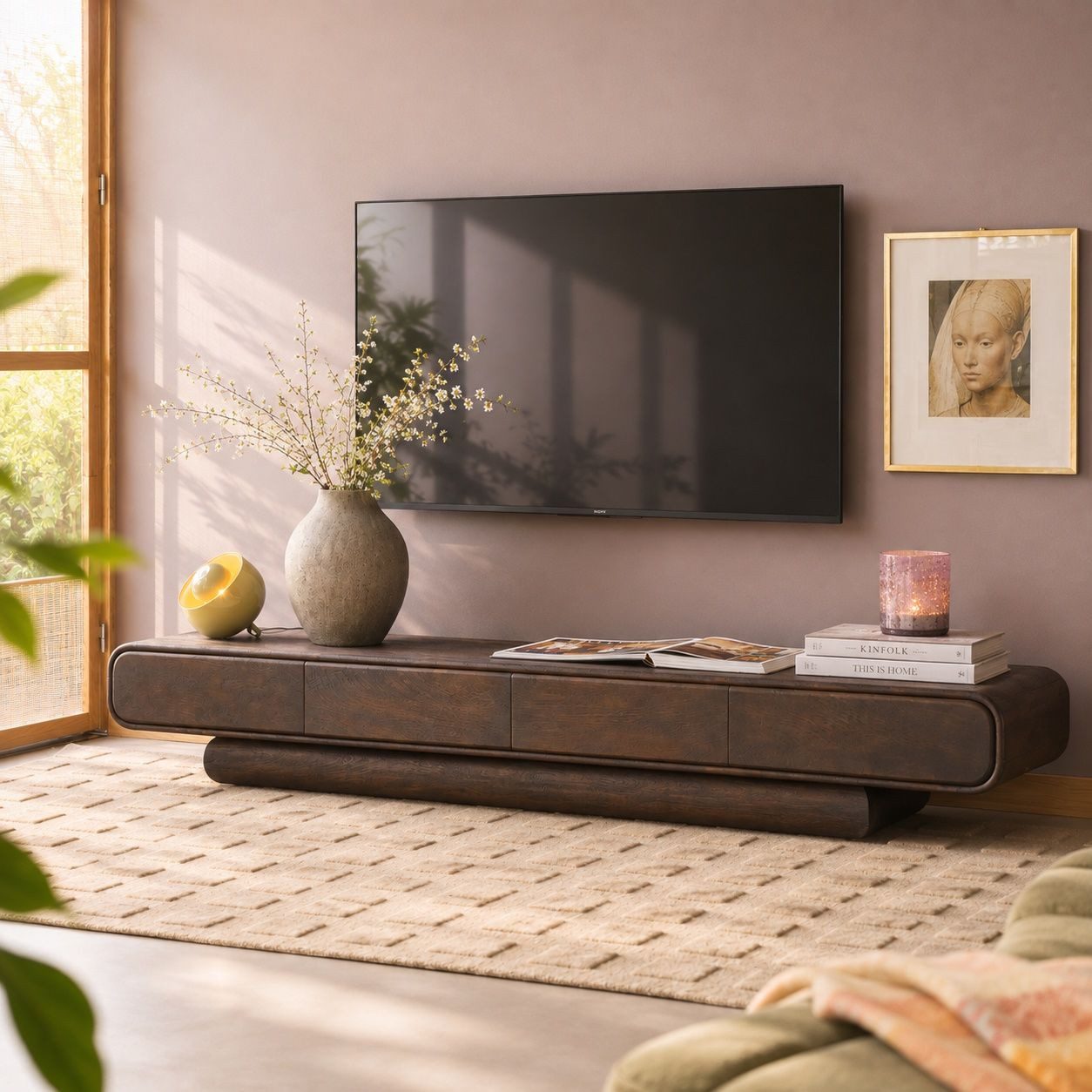 WOOOD TV-Board Retro Sideboard Loop Mangoholz braun