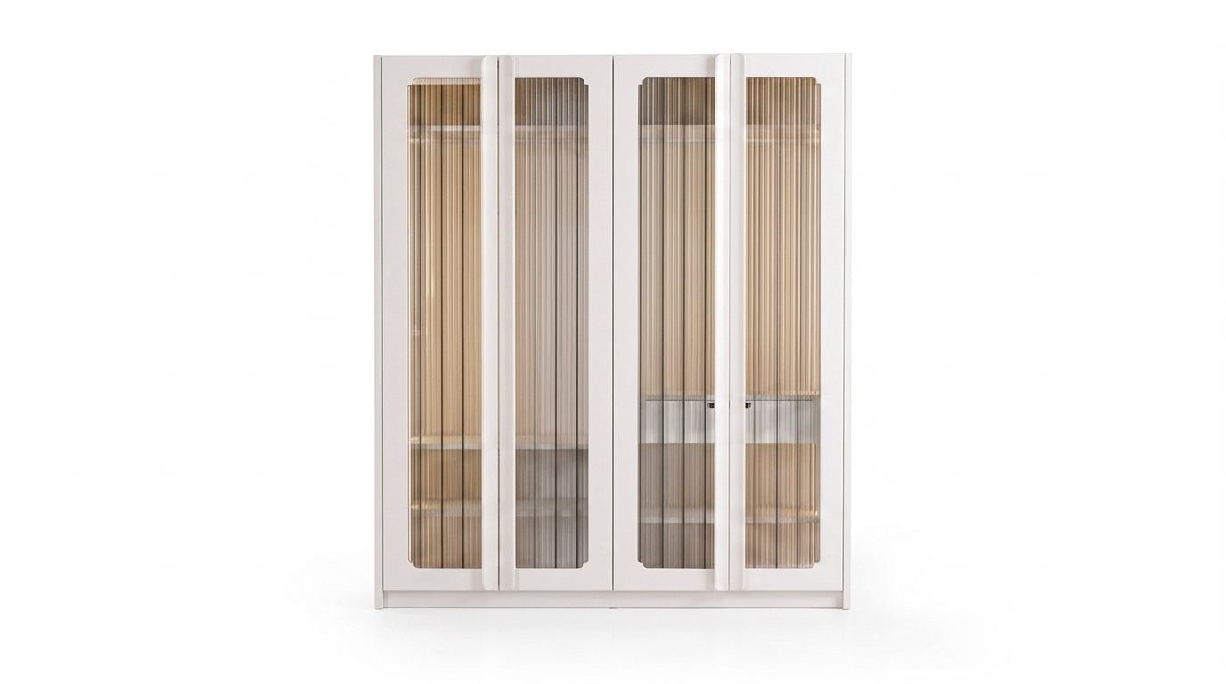 Xlmoebel Kleiderschrank Design Kleiderschrank Beige Modern Schrank Schlafzimmer 4-türig (1-St., 1-tlg)