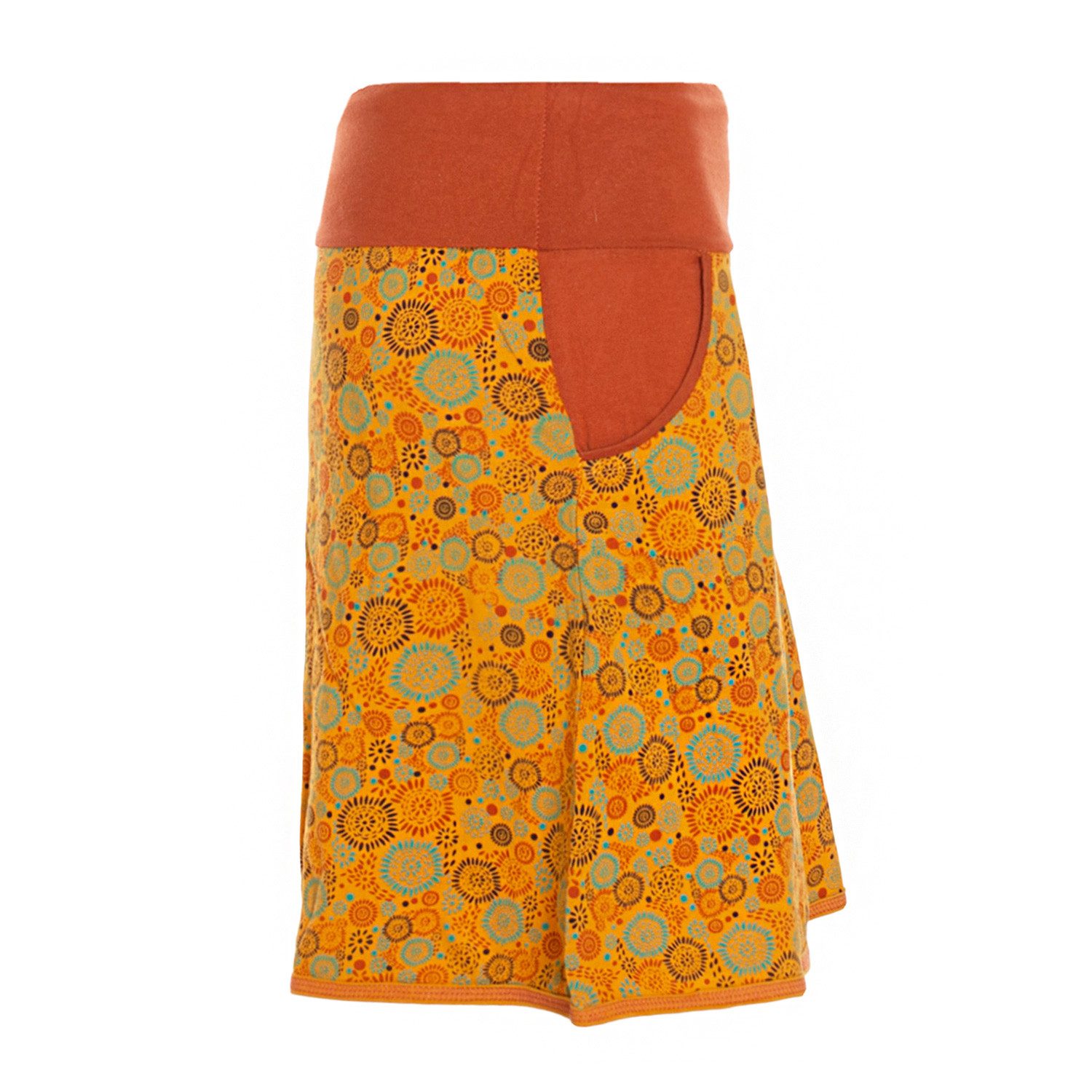 Vishes Minirock Baumwolle Blumen-Muster extra breiter Bund mit Kordel-Zug und Taschen Alternative Bekleidung, Ethno, Hippie, Retro Style