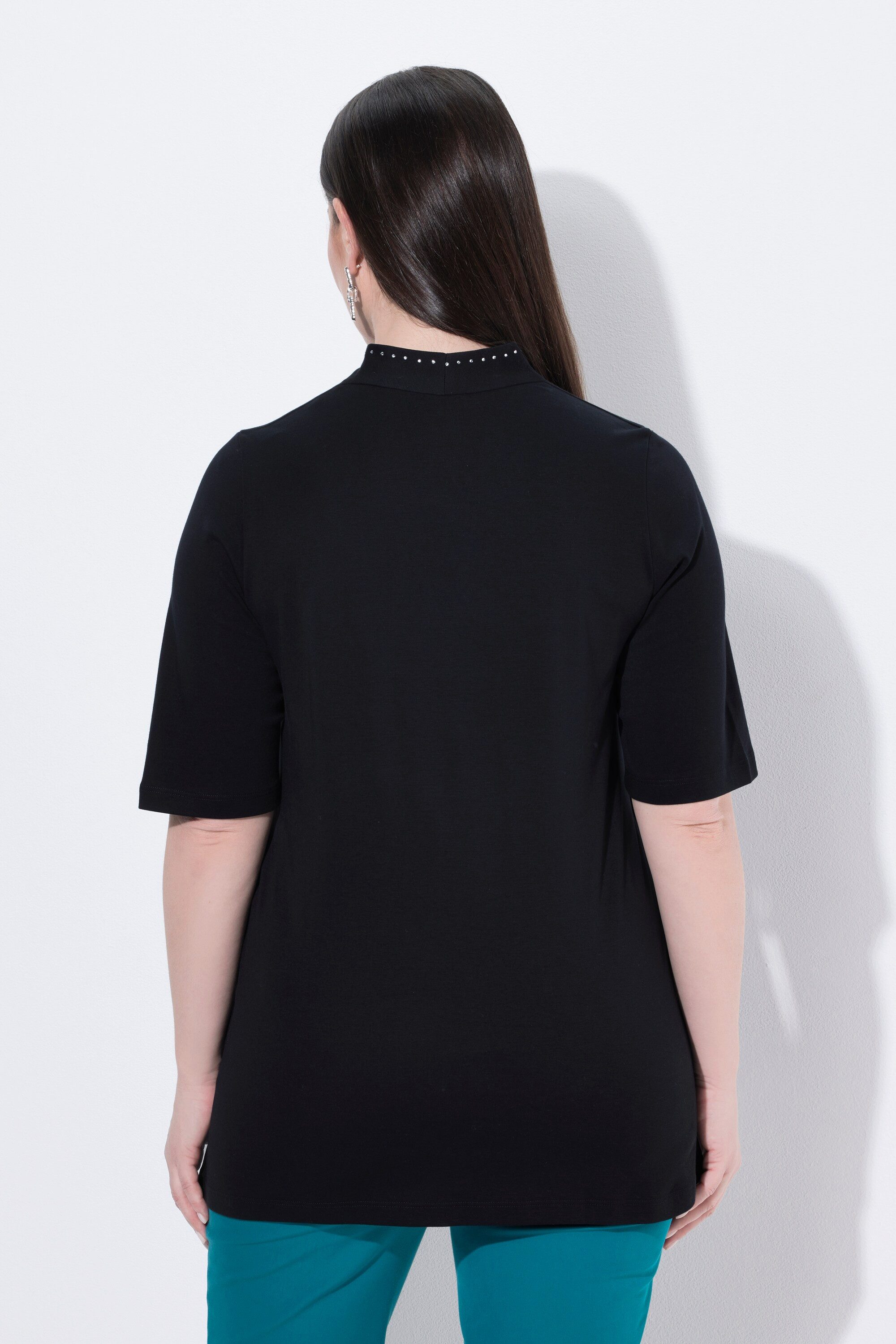 Ulla Popken T-Shirt Shirt A-Linie Kelchkragen Halbarm Pima Cotton