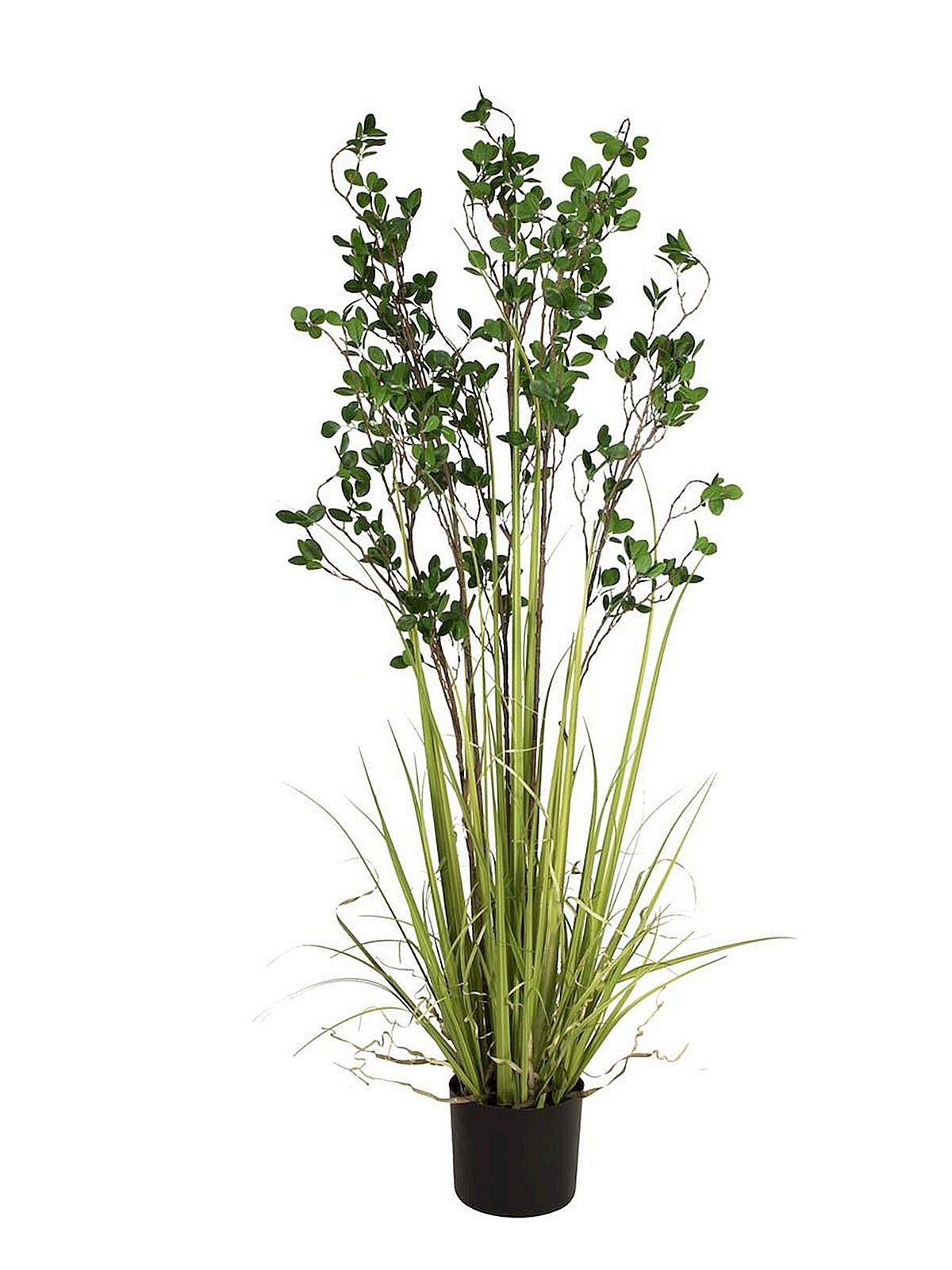 Kunstpflanze EUROPALMS Immergrünstrauch mit Gras, Kunstpflanze, 152 cm, EUROPALMS