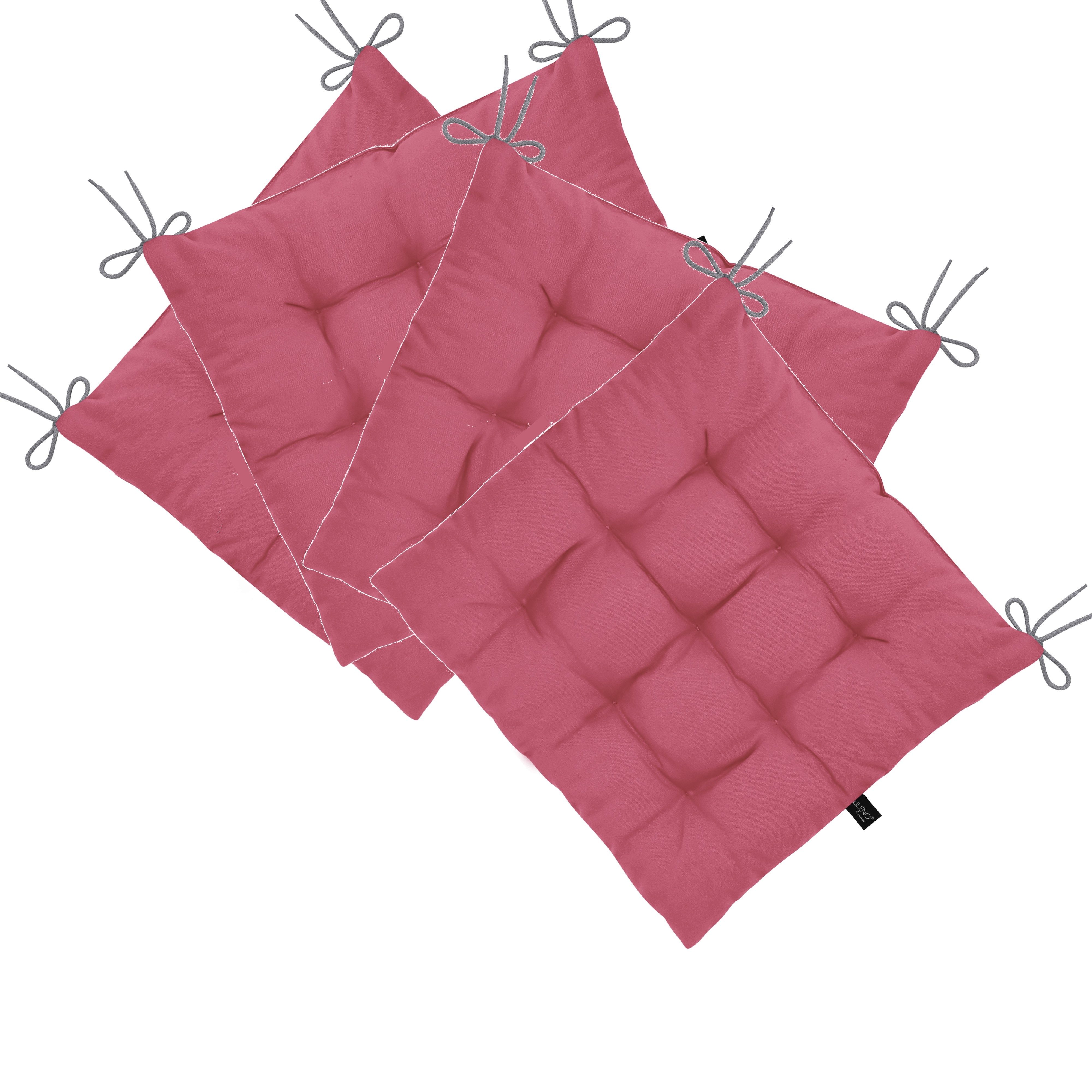 LILENO HOME Stuhlkissen Sitzkissen für Gartenstuhl, Küchenstuhl oder Esszimmerstuhl 40x40x6 cm, Bequeme Indoor u. Outdoor Stuhlauflage als Stuhl Kissen Pink