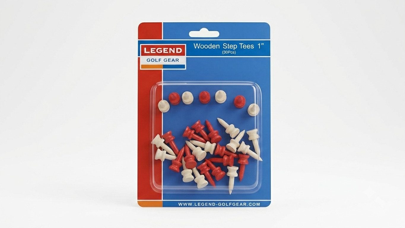 Legend Golf Gear Golftee Legend Golf Wooden Step Tees 1" 30 Stk Holz Abstandtees Rot Weiss