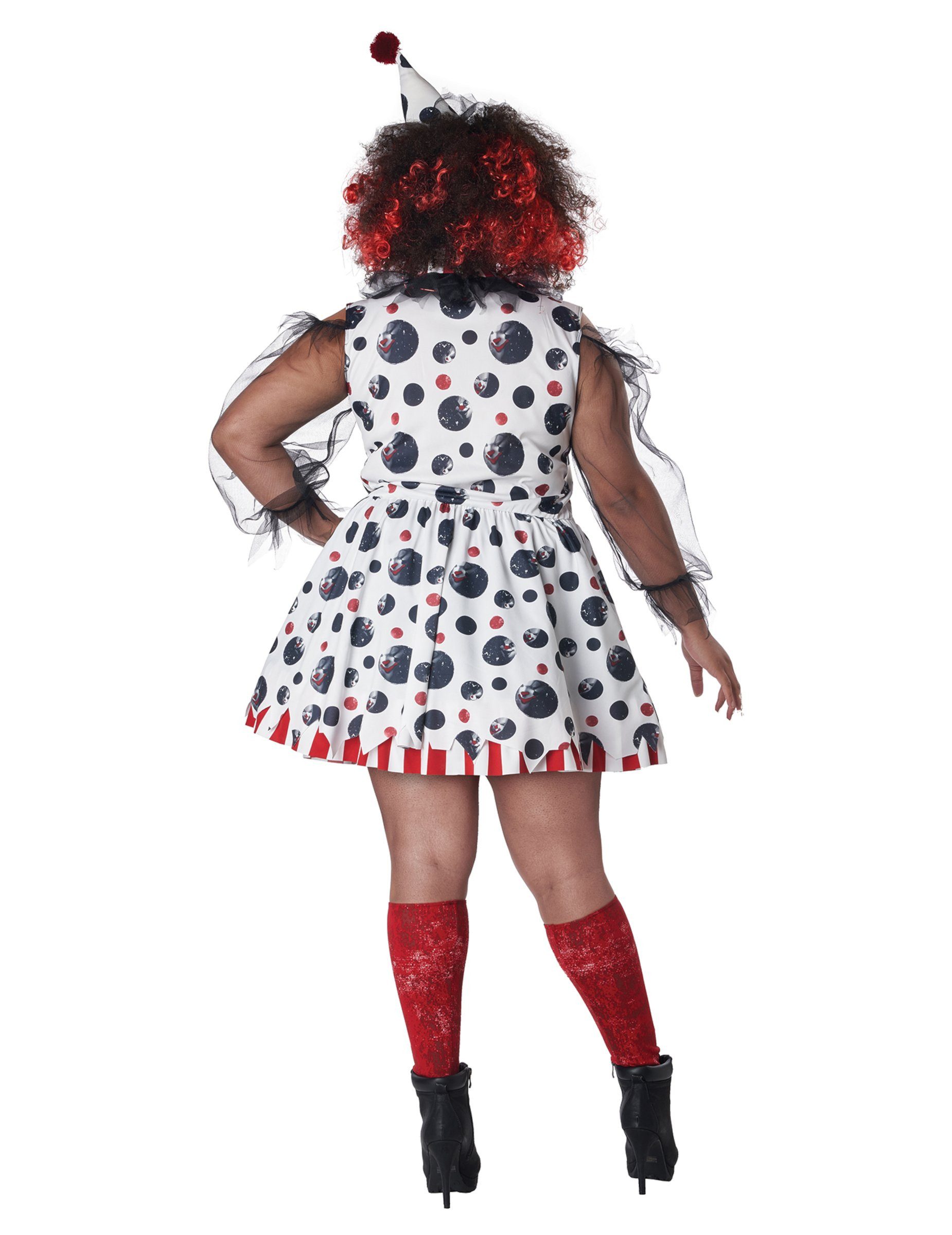 California Costumes Kostüm Psychoclown-Damenkostüm in Übergröße schwarz-weiß-rot