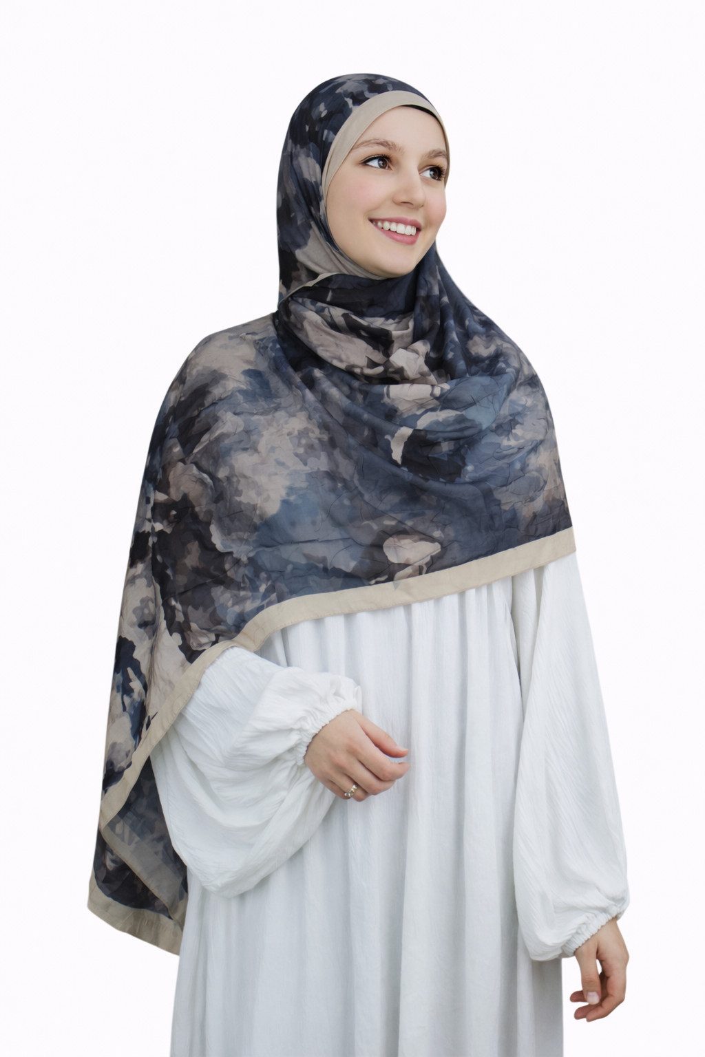 Aymasal Hijab Printed Soft Hijab Aquarell Look Kopftuch Schal Modest Fashion Trend Printed Soft Hijab aus Baumwolle 187x70 cm