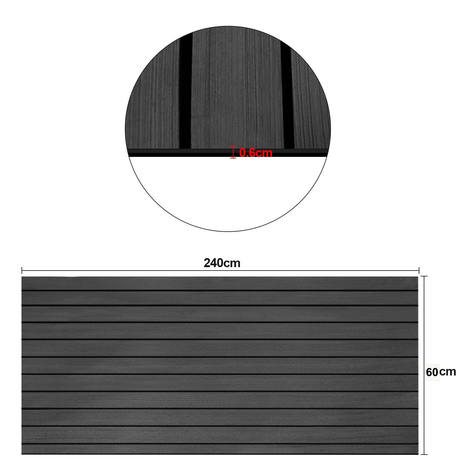 Clanmacy Bodenmatte Teak EVA Schaum Marine Teak Bodenbelag Matte Deck Teppich 240x60/90cm