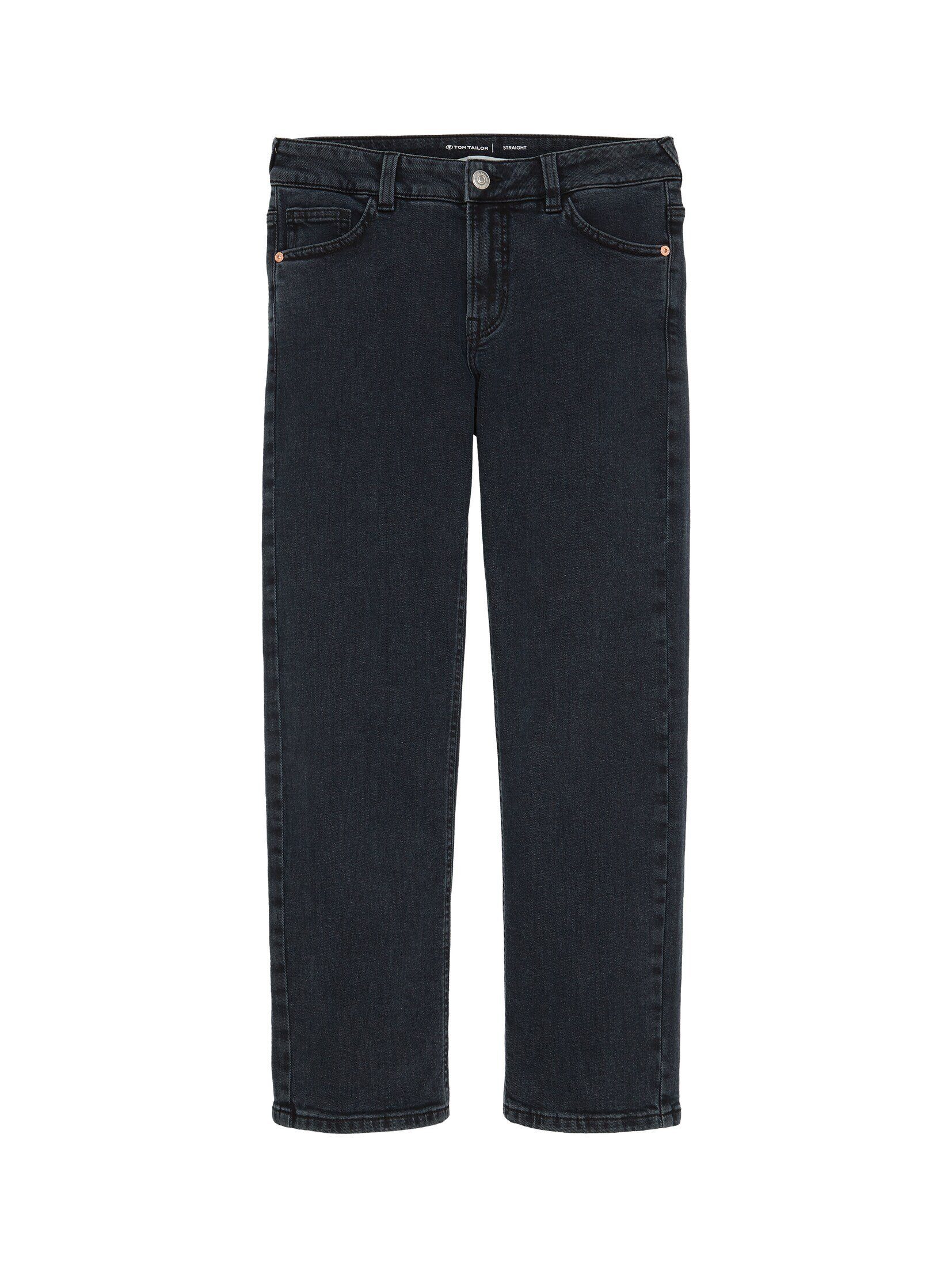 TOM TAILOR Gerade Jeans Straight Jeans mit Bio-Baumwolle blue black denim