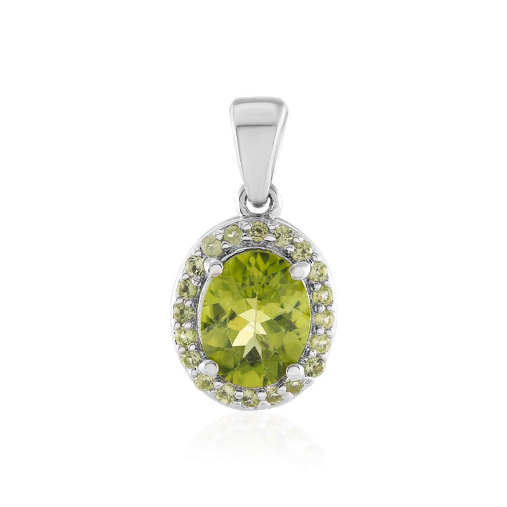 Cavill Kettenanhänger Peridot Silberanhänger 2,22 ct oval & rund, platiniert, elegant (1-tlg)