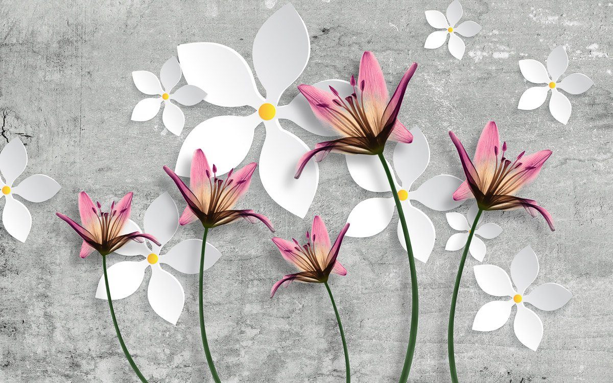 Papermoon Fototapete mit Blumen Muster