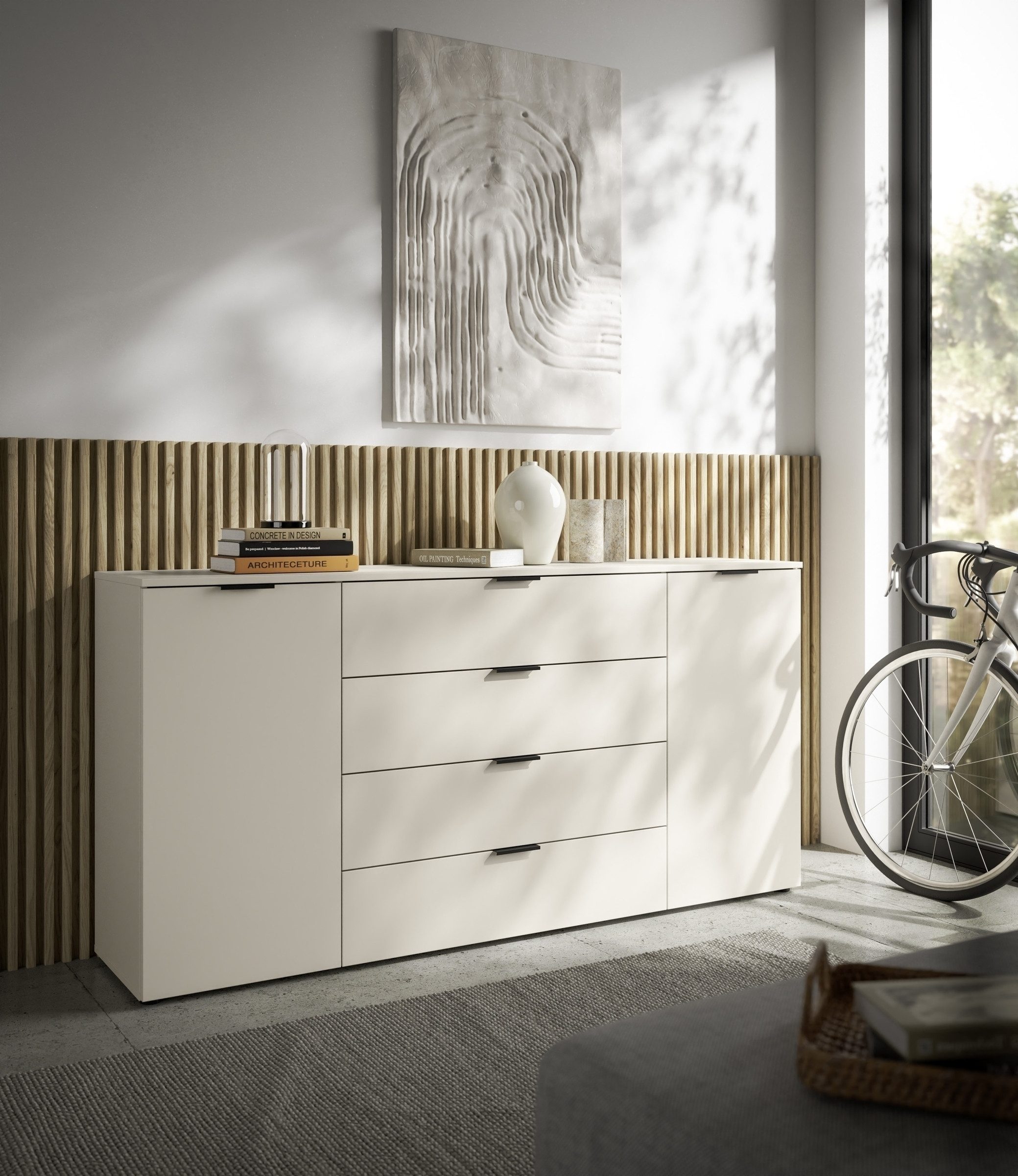 PREISBRECHER Sideboard Linz, 2 Türen, 4 Schübe, in Kaschmir - 180x90x40cm ( günstig online kaufen