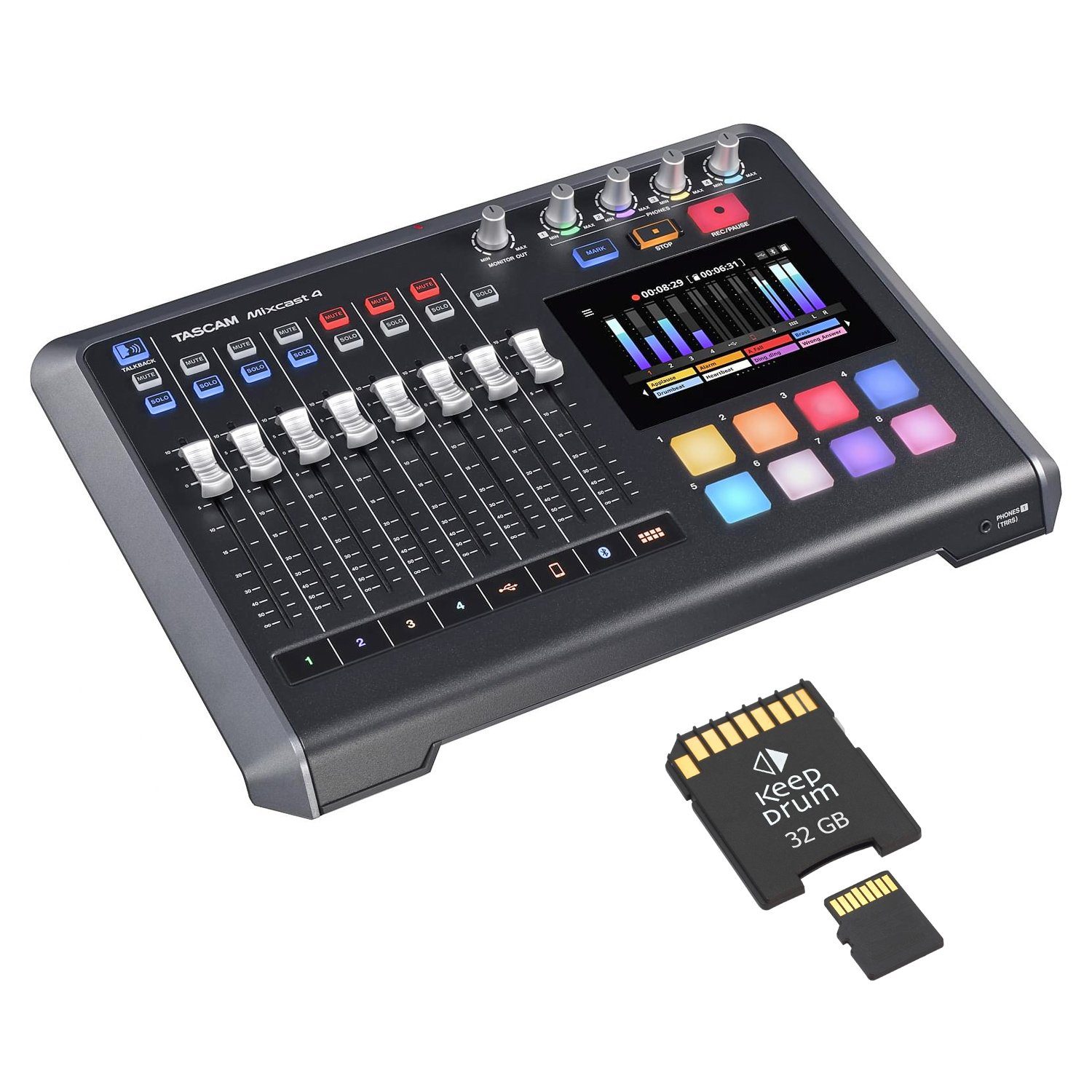 Tascam Mixcast 4 Podcast-Station mit Speicherkarte Digitales Aufnahmegerät