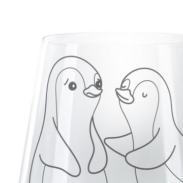 Mr. & Mrs. Panda Windlicht Pinguine trösten - Transparent - Geschenk, Ehemann, Kerzenglas mit Gr (1 St), Elegante Ausstrahlung