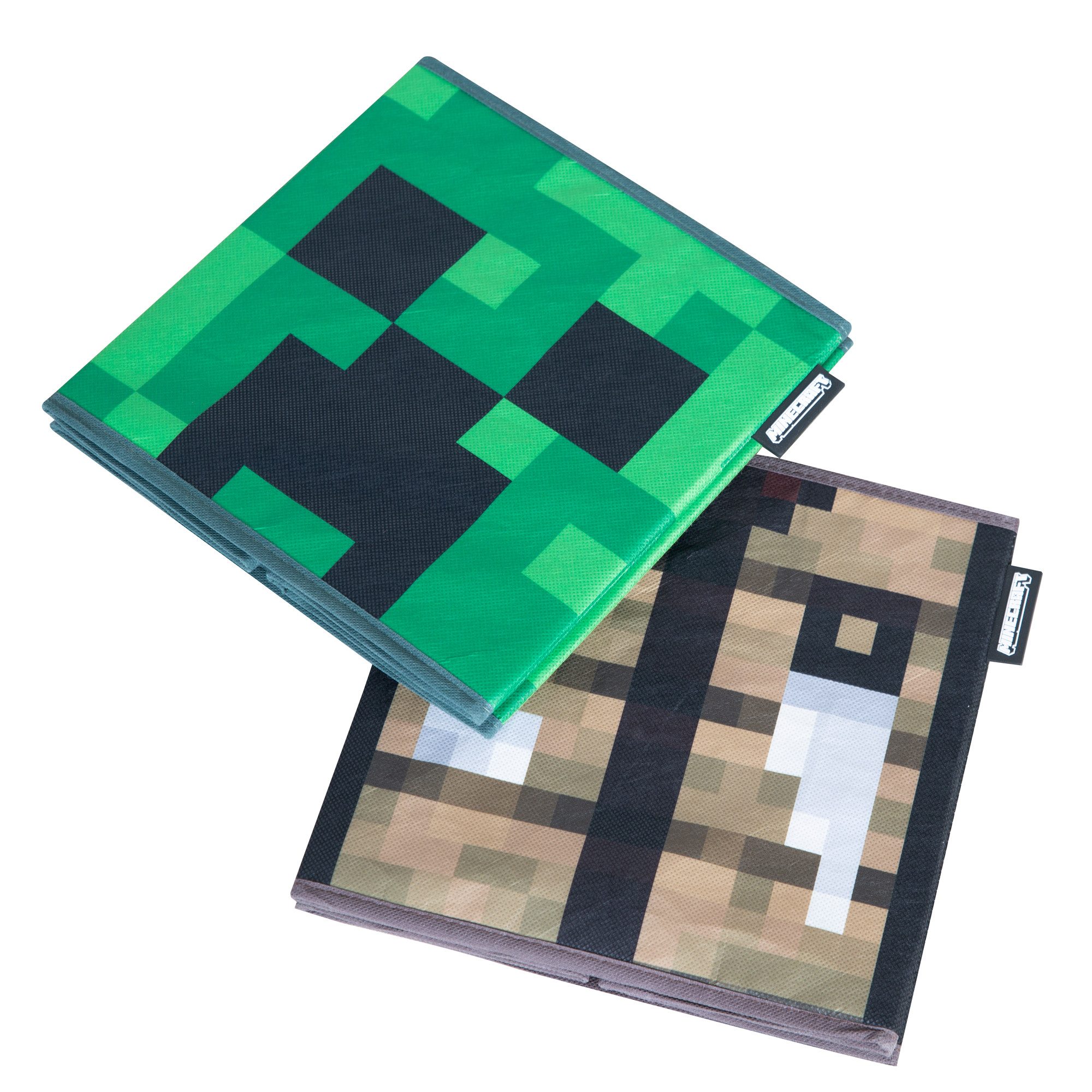 Minecraft Aufbewahrungsbox mit Minecraft Motiven bedruckt - Stoff Box faltbar (2er Set), Praktisches Boxen Set - Mit verschiedenen Minecraft Motiven