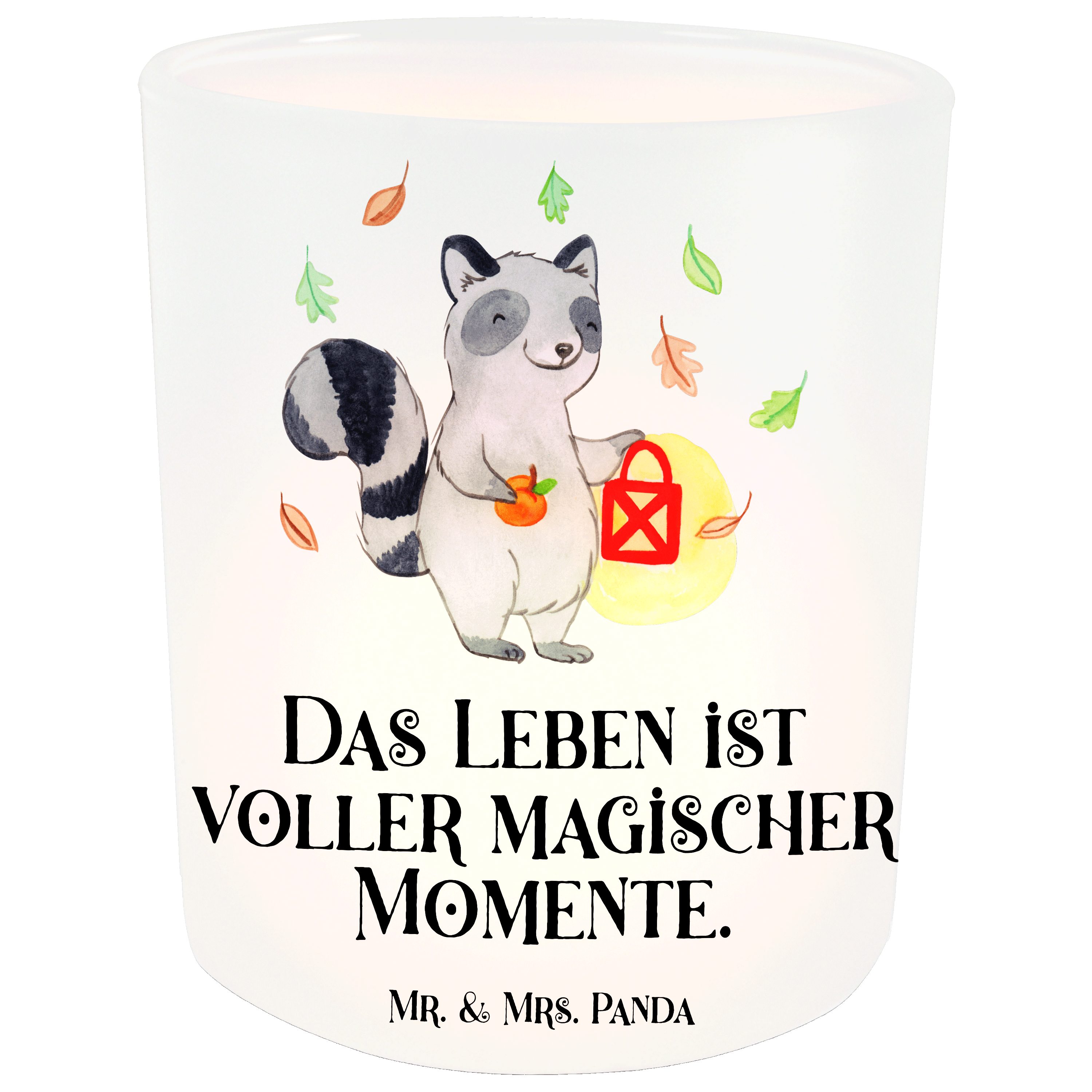 Geschenk, - Mr. Mrs. or Teelichthalter, Laterne Panda Windlicht Trick - & Transparent T Waschbär (1 St)