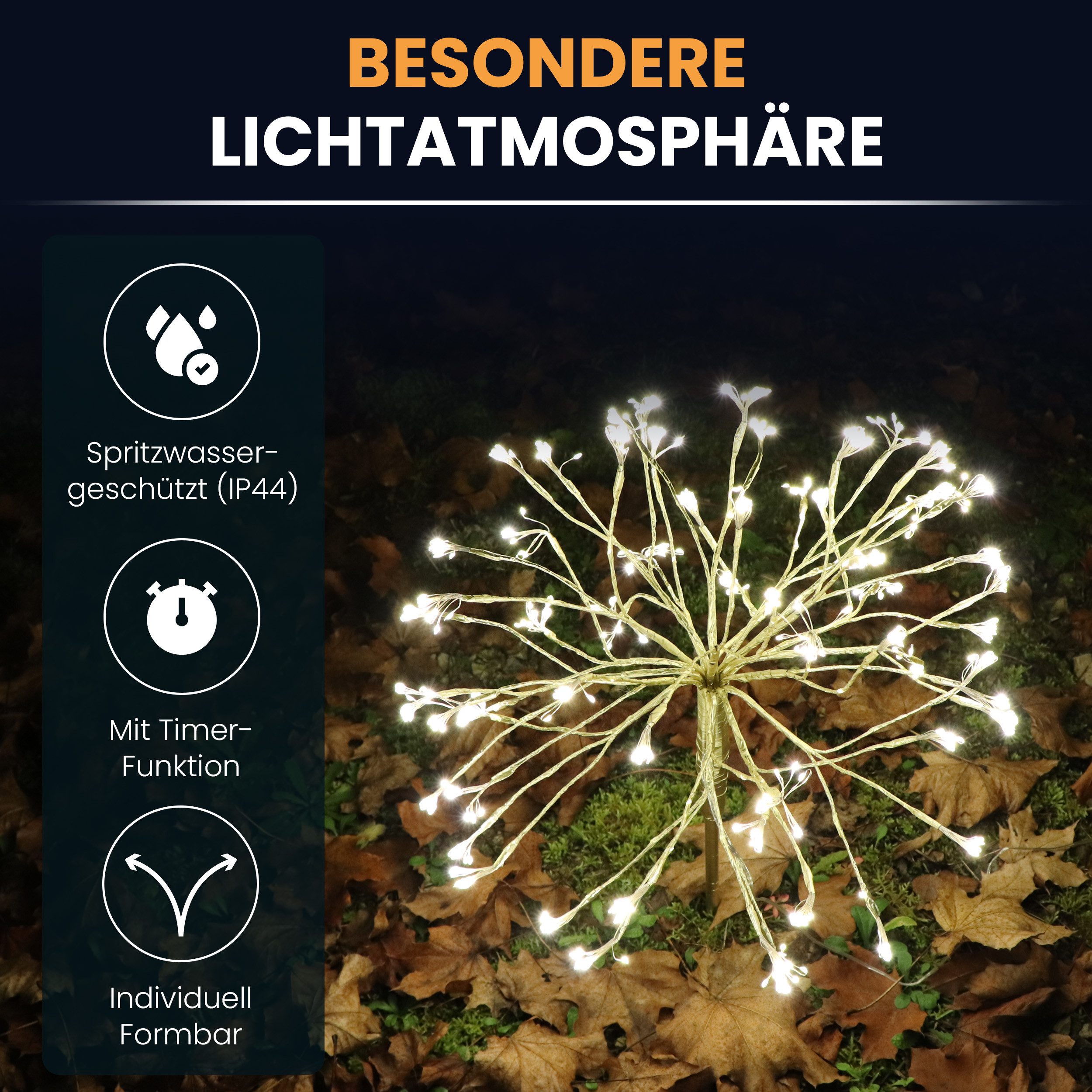 Gartenpirat LED Baum Weihnachts-Lichterbaum Ø 45 cm 600 Mikro-LED warmweiß Timer, LED fest integriert, Warmweiß