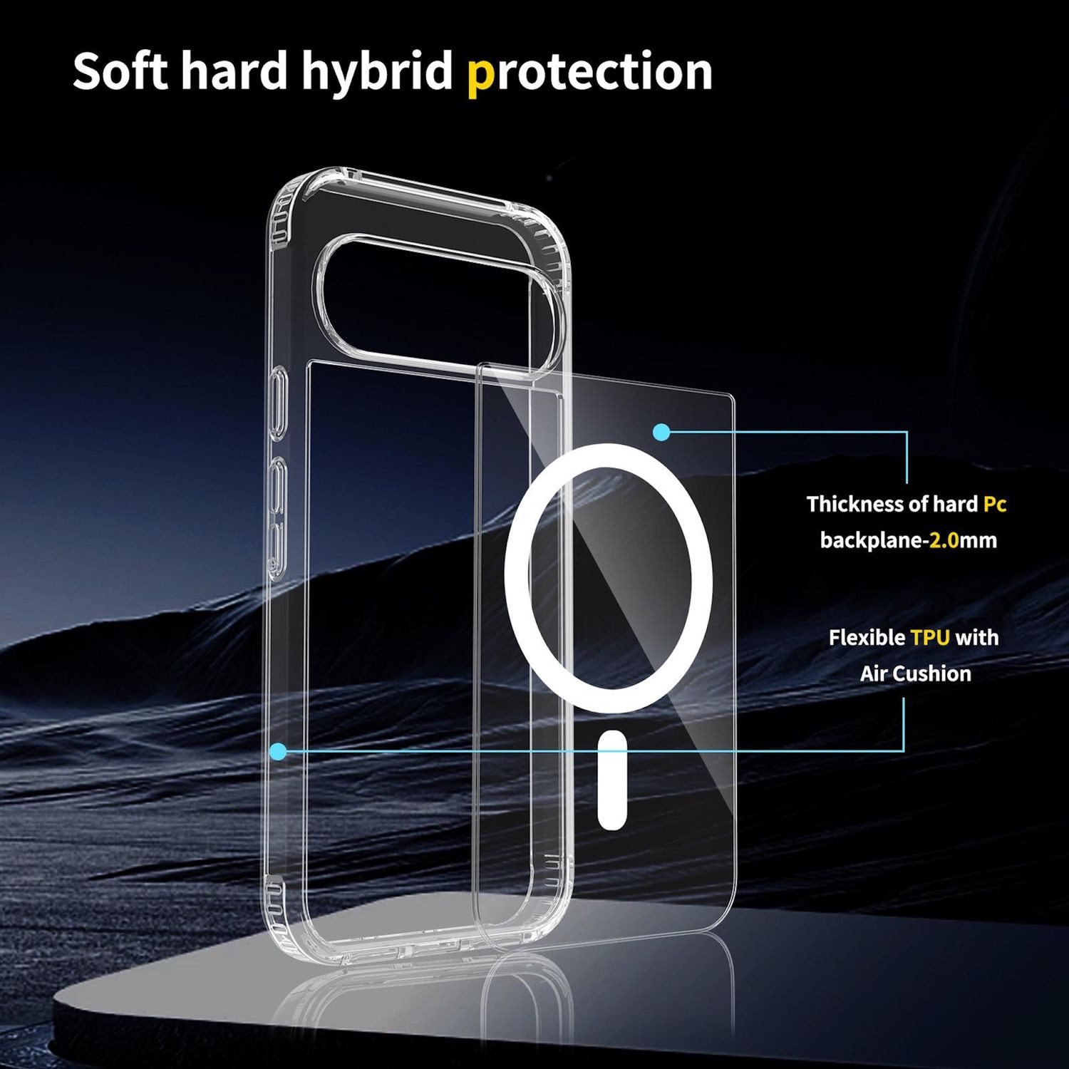Wigento Handyhülle Für Google Pixel 10 Pro XL Skin Feel MagSafe Hybrid Hülle Transparent, Hybrid Schutzhülle mit MagSafe Unterstützung – Bild 4 von 5