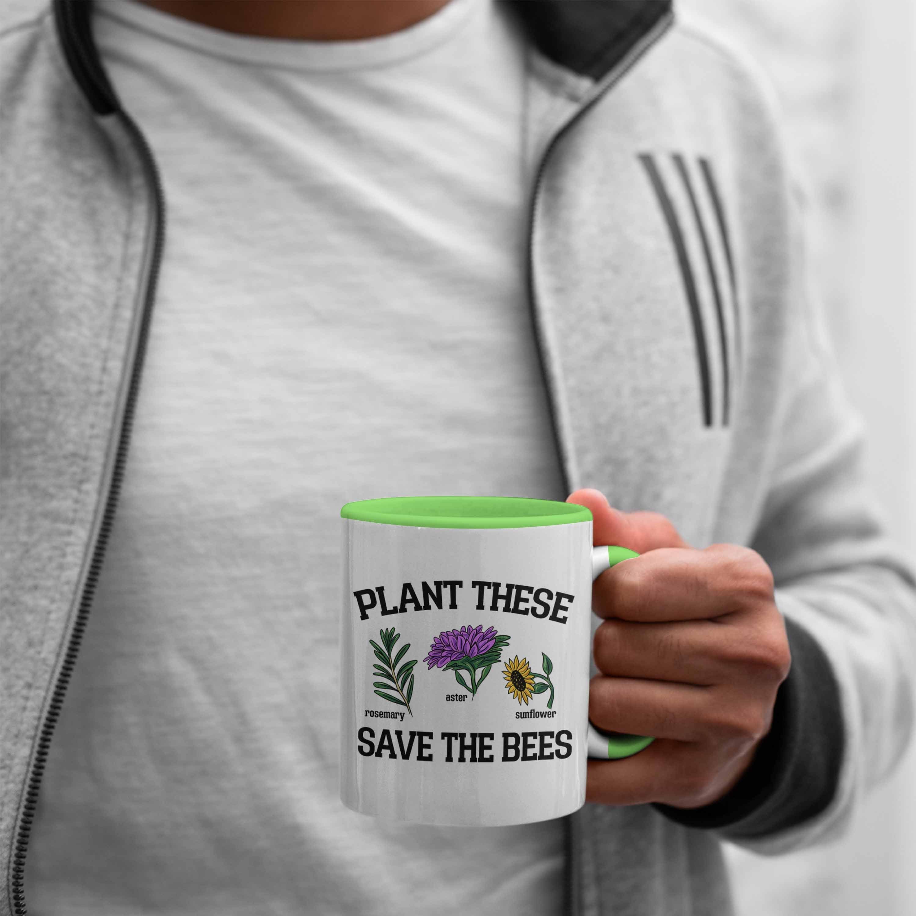 Trendation Tasse Lustige These Save Tasse für Bees Geschenk Plant Bienenliebhaber The Grün