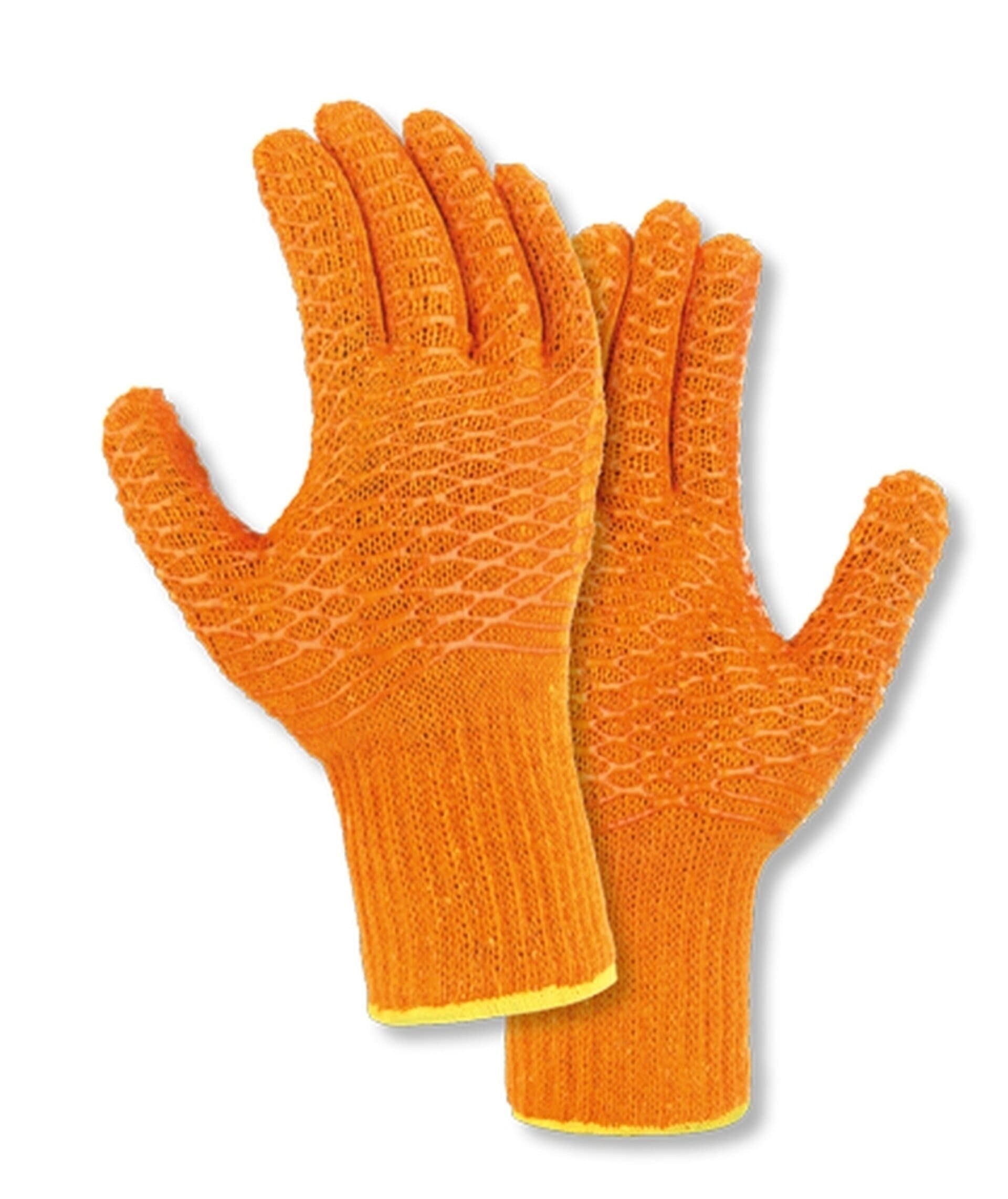 teXXor Strickhandschuhe Grobstrick-Handschuhe Criss Cross orange PVC 1900 (Packung, 144-St., VPE= 12-144 Paar, Gr 8-11) gute Flexibilität/Waffelmuster