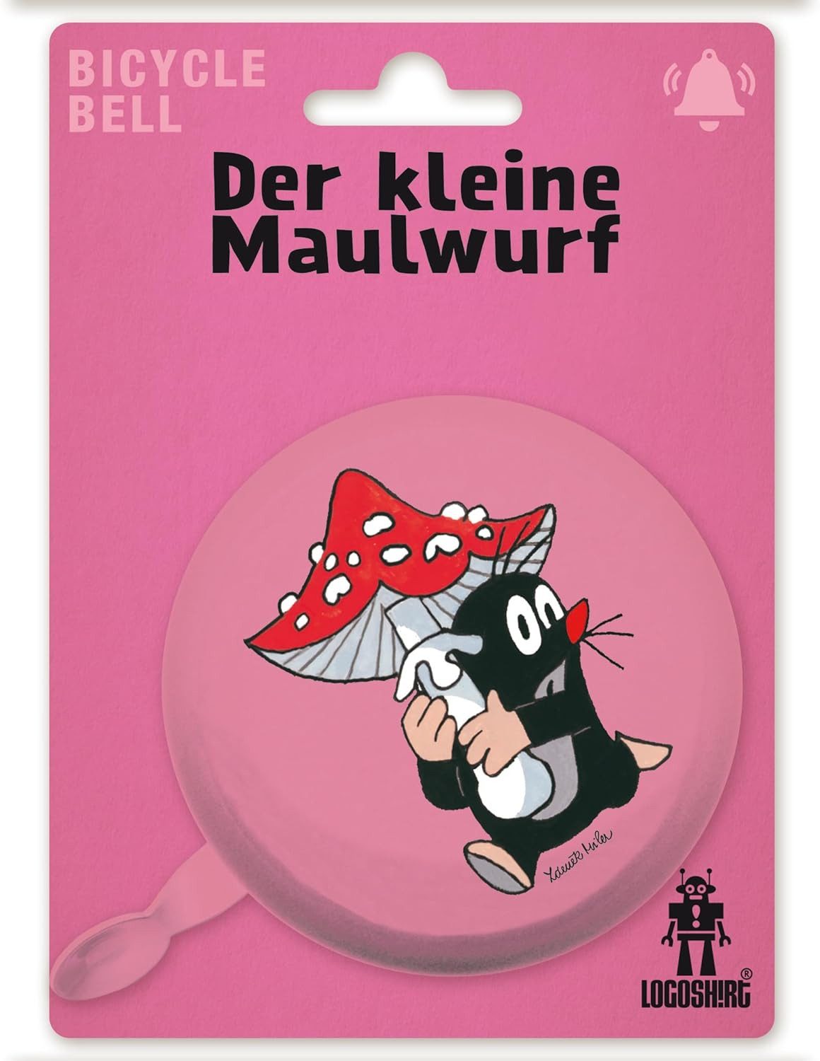 LOGOSHIRT Fahrradklingel Der kleine Maulwurf – Fahrradklingel – Rosa (Fliegenpilz), (1-tlg) Niedliches Design mit dem kleinen Maulwurf und Fliegenpilz