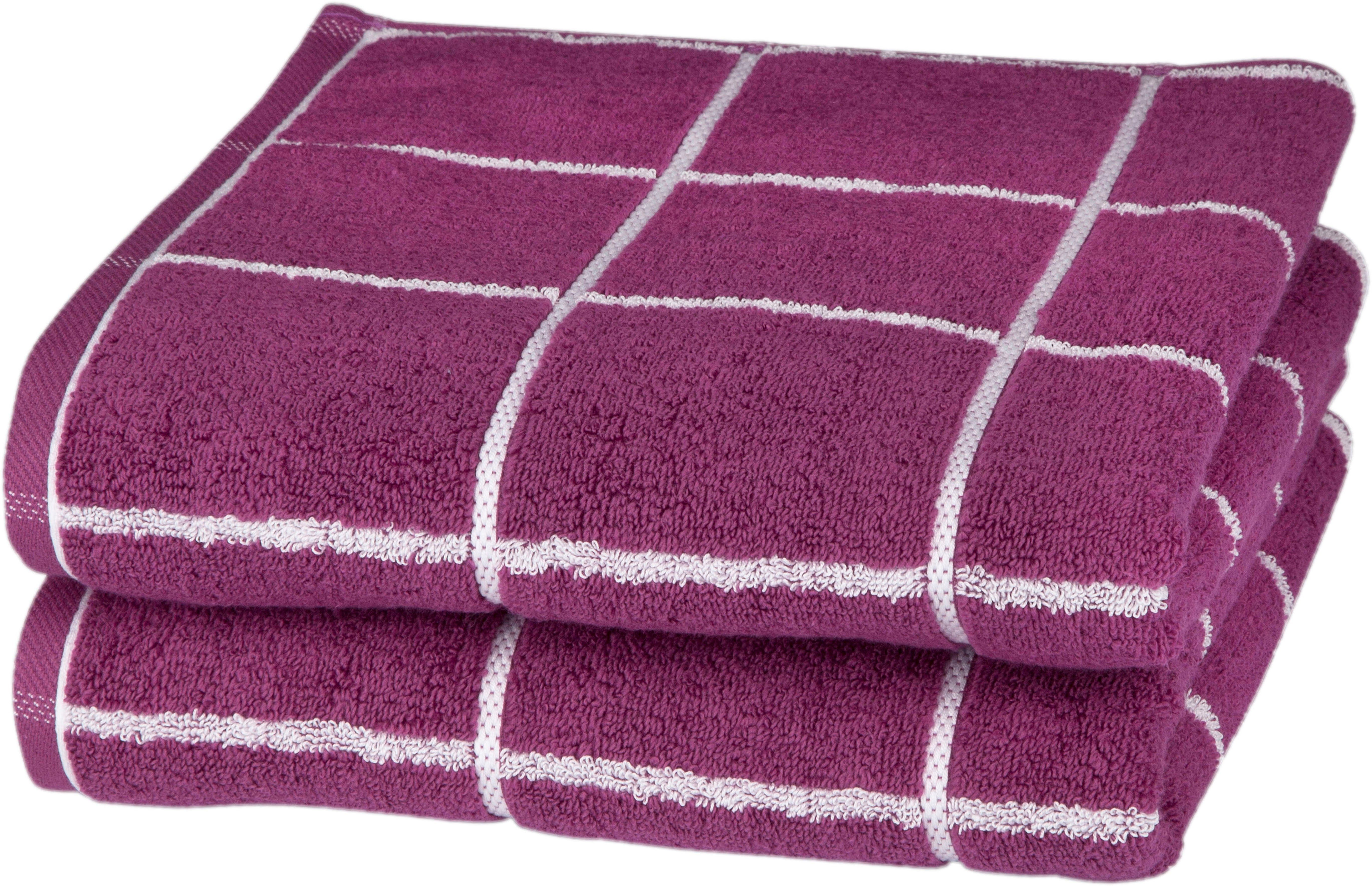 ROSS Handtücher Cashmere Überkaro, Frottier (2-St), in modischen Farben fuchsia