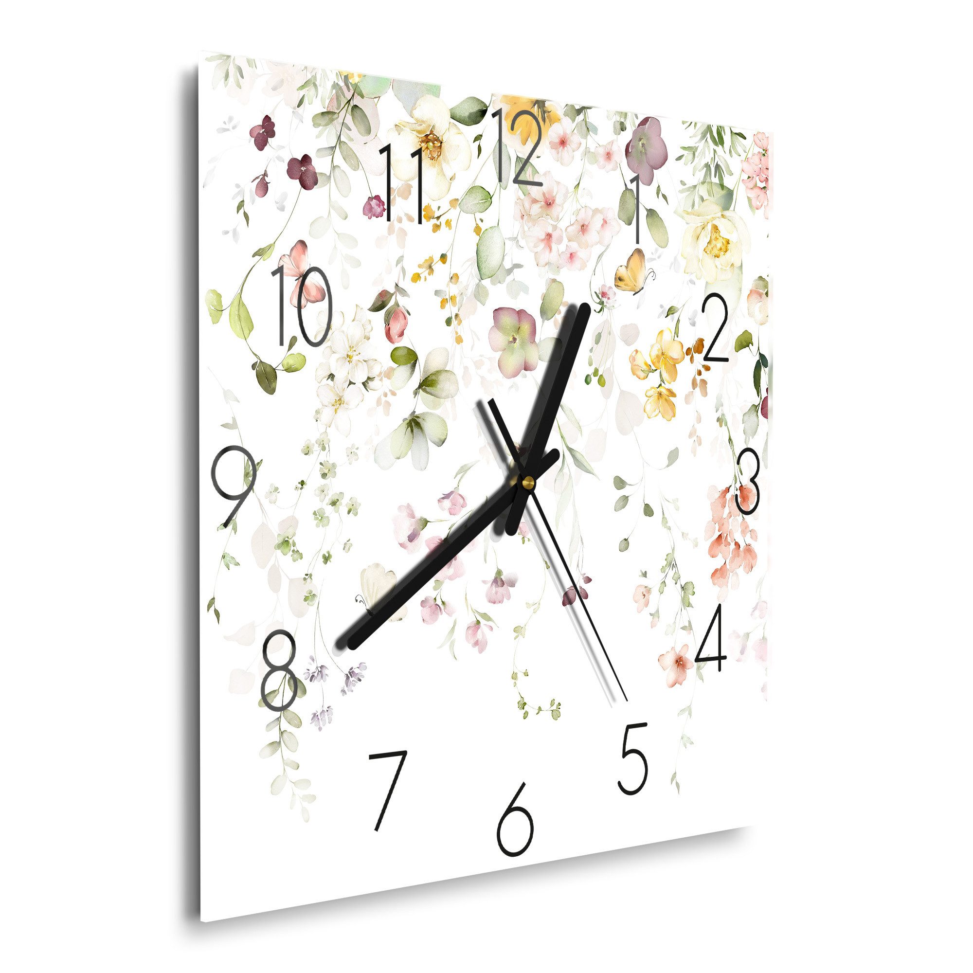 DEQORI Wanduhr 'Zarte Blütenpracht' (Glas Glasuhr günstig online kaufen