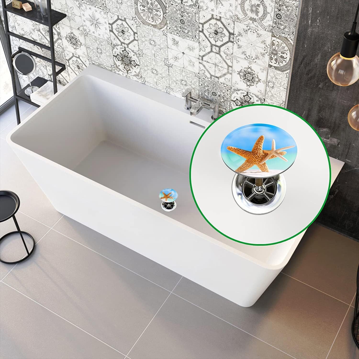 M. Rosenfeld Badewannenstöpsel Stöpsel Badewanne 72mm Universal Badewannenstöpsel, aus Messing mit Doppel Dichtung
