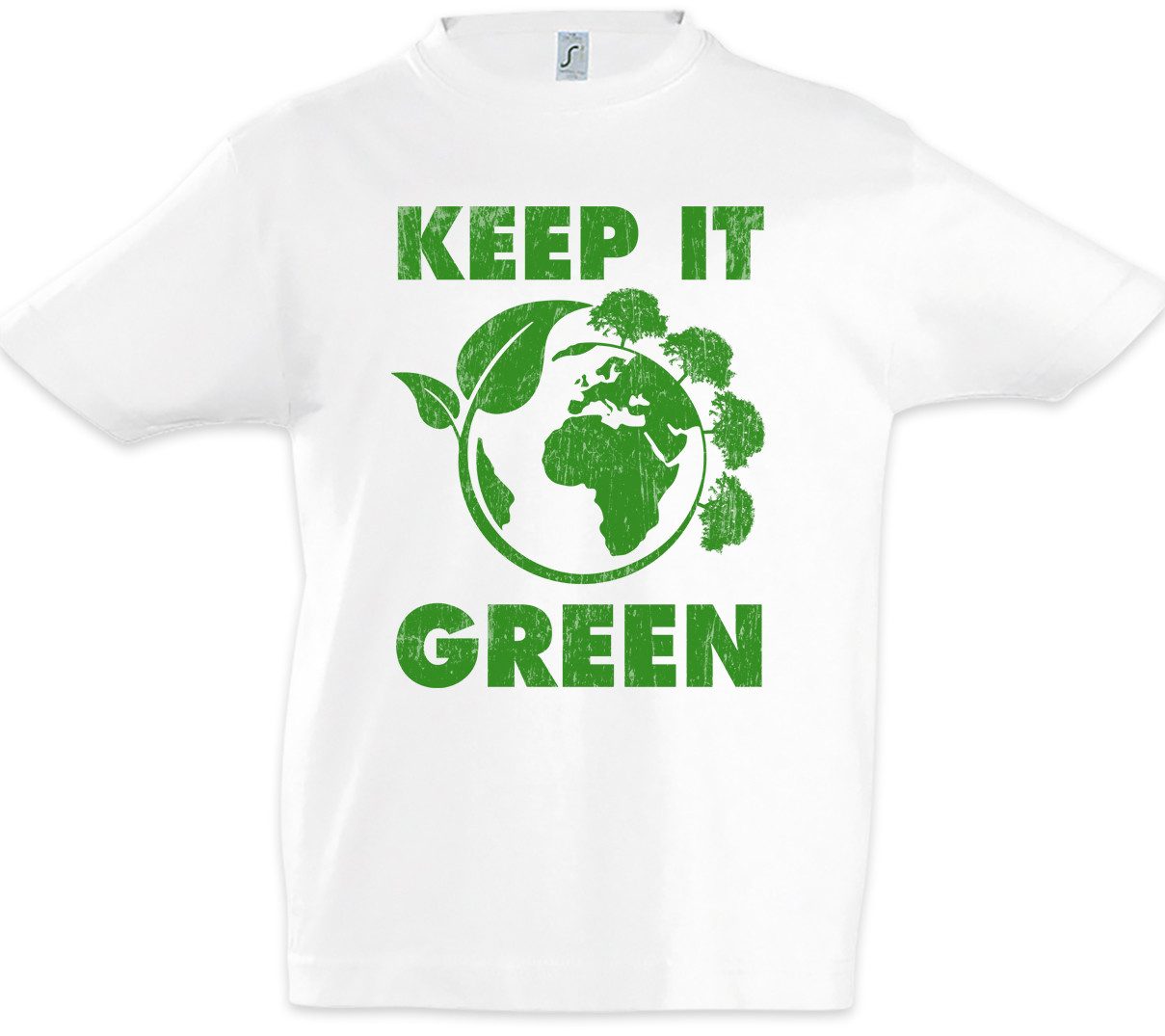 Print-Shirt Keep It Green Kinder T-Shirt Umweltschutz Save The World Green Energy