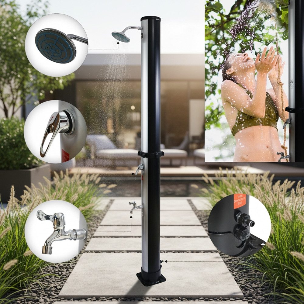 Mucola Solardusche Solardusche Gartendusche 35L Pooldusche Campingdusche Outdoor (Stück, 1 St., Solardusche), Speicherkapazität: 35 Liter