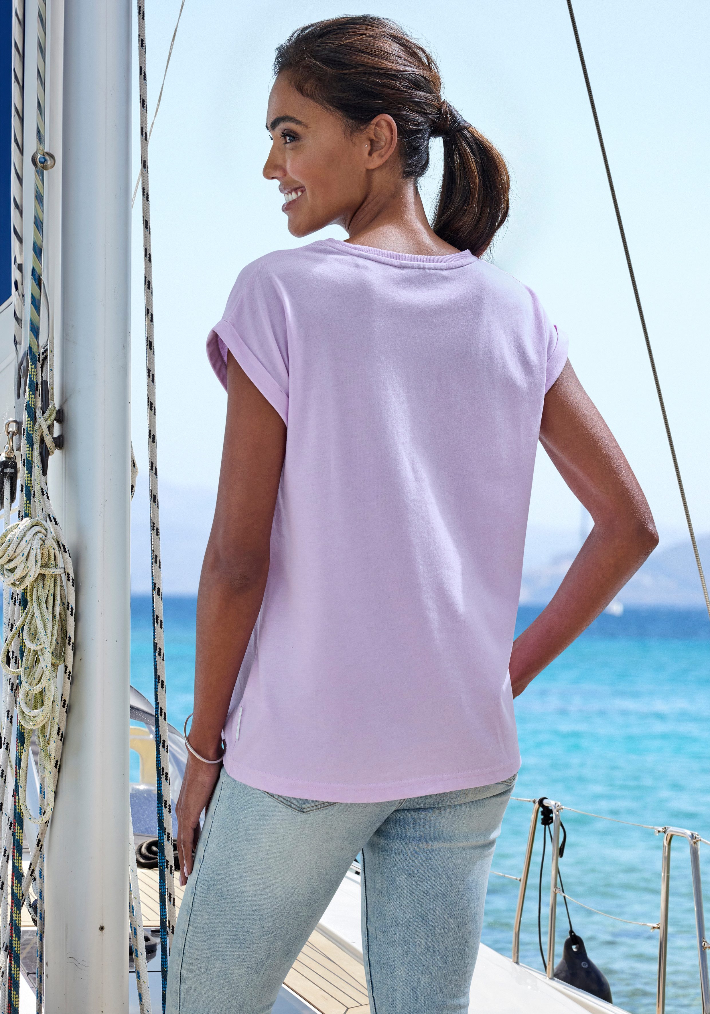Elbsand T-Shirt Eldis mit Logodruck, Kurzarmshirt aus Baumwoll-Mix, sportlich-casual