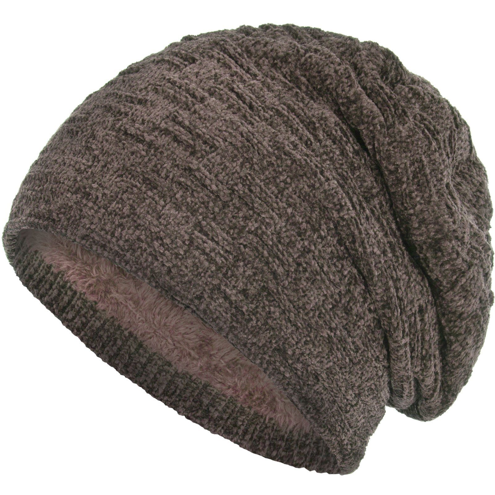 gefütterte (1-St) Strickmütze Damen Wintermütze Warm Strickmütze Samt Beanie und beige compagno Herren