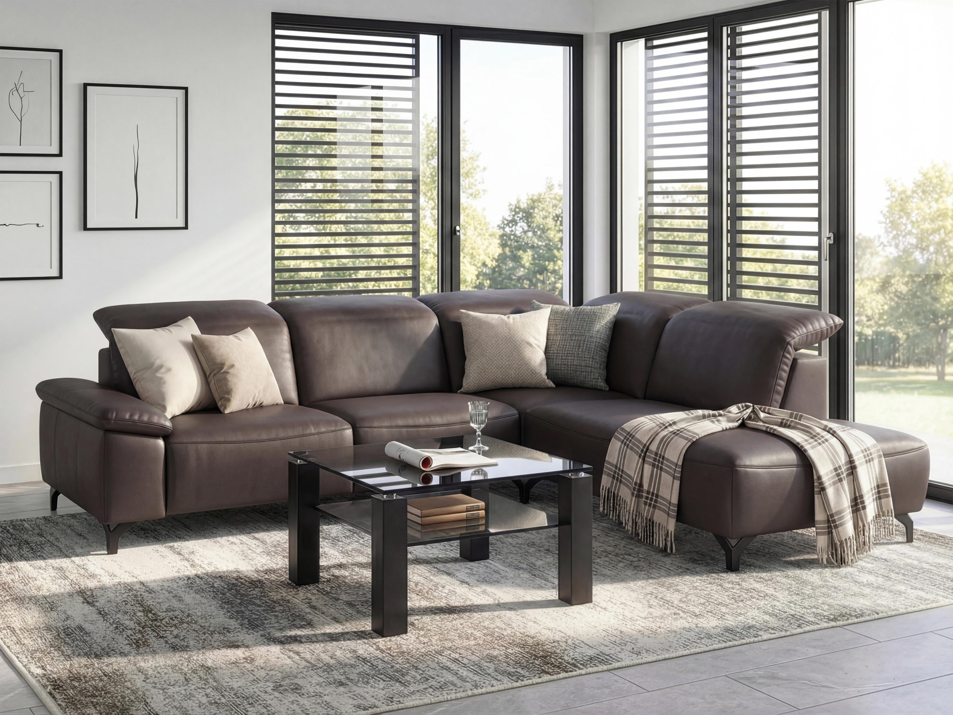 Musterring Ecksofa MR370, 3 Teile, Edles Leder in 3 Farben, Sitzkomfort nach Wahl, Maße 288 x 241 cm