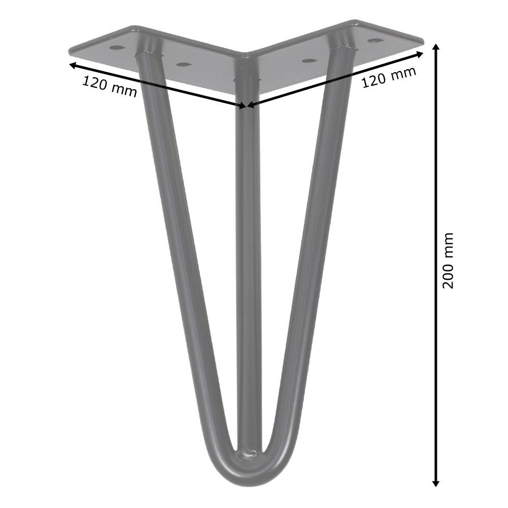 V2Aox Tischbein Stahl Set Schwarz Tischbeine 4er Hairpin Haarnadel Größenauswahl Möbelfuß V2Aox